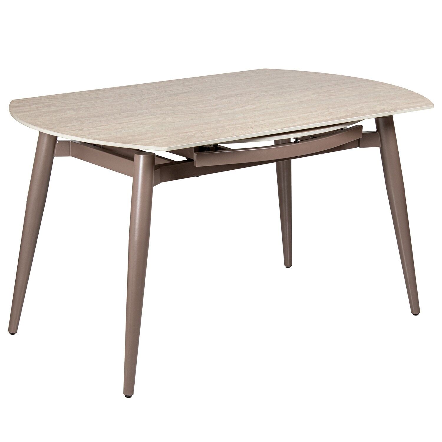Extendable dining table, stone-effect finish, with metal legs, 85-135x135x75cm ST85633