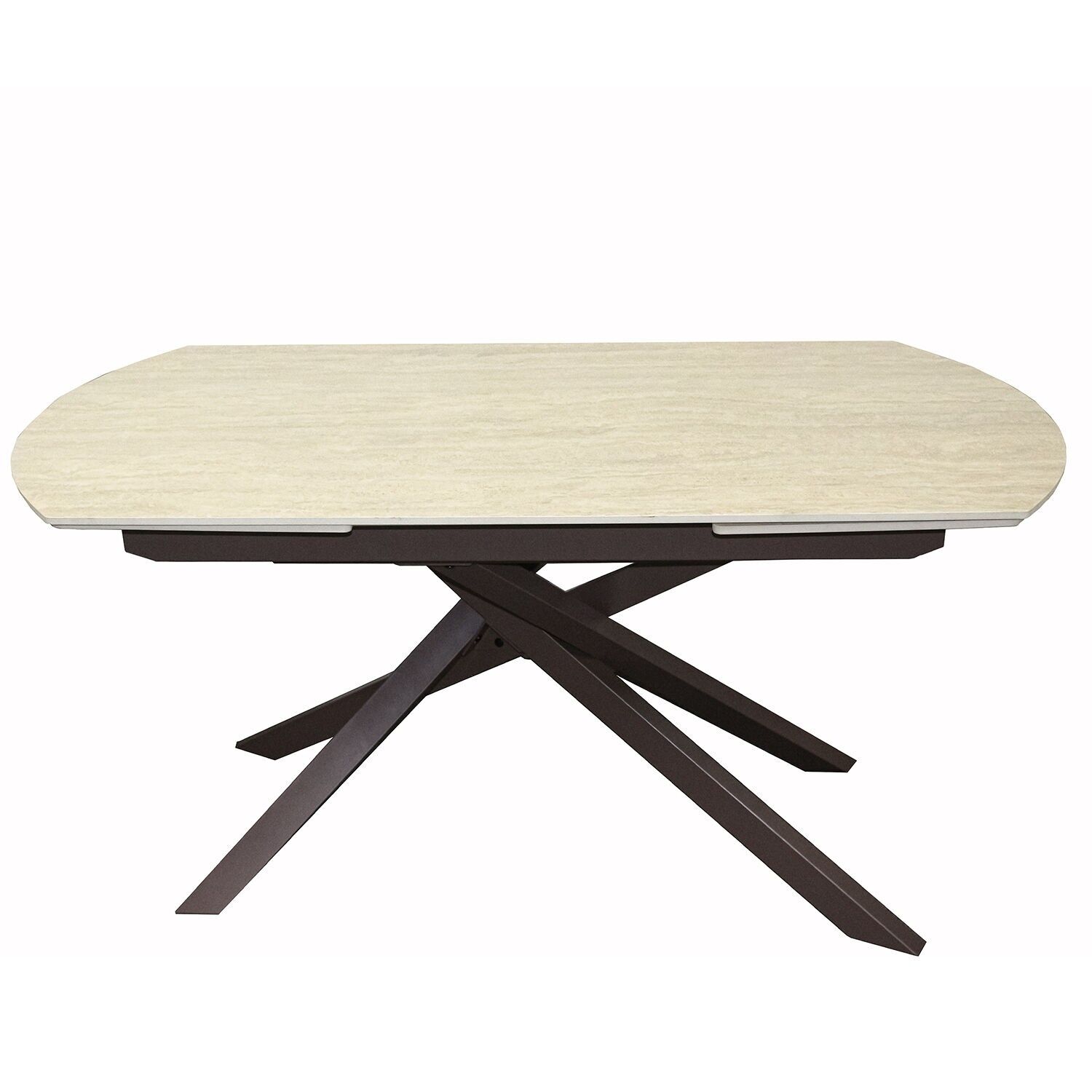 Extendable dining table, stone-effect finish, with metal legs, 160-240x90x75cm ST85652