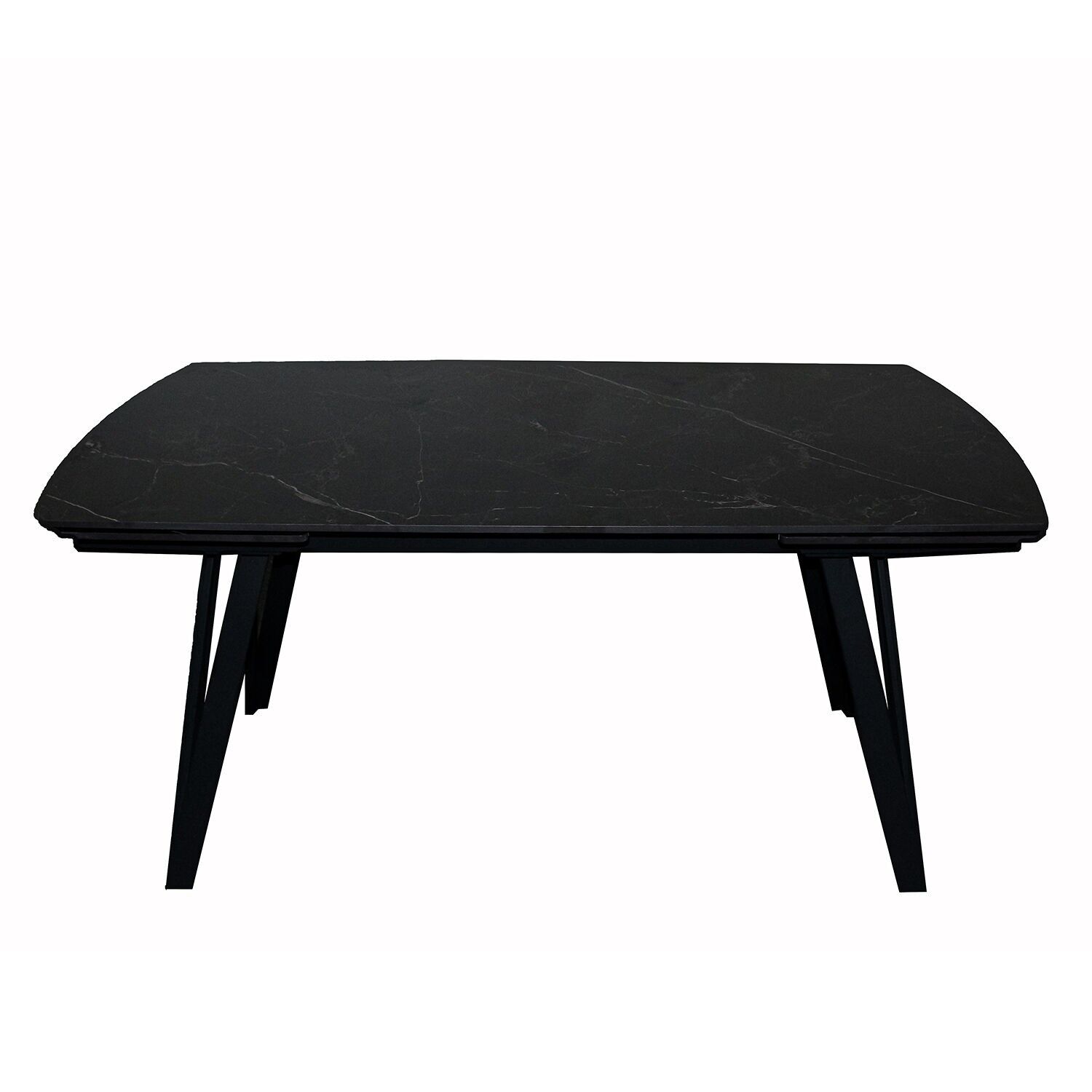 Extendable dining table, stone-effect finish, with metal legs, 160-240x90x75cm ST85688