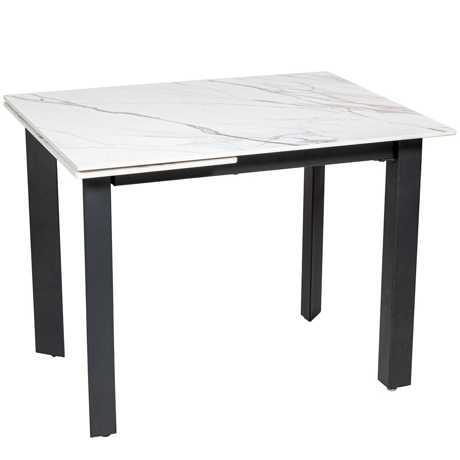 Extendable dining table, stone-effect finish, with metal legs, 100-140x80x75cm ST85643