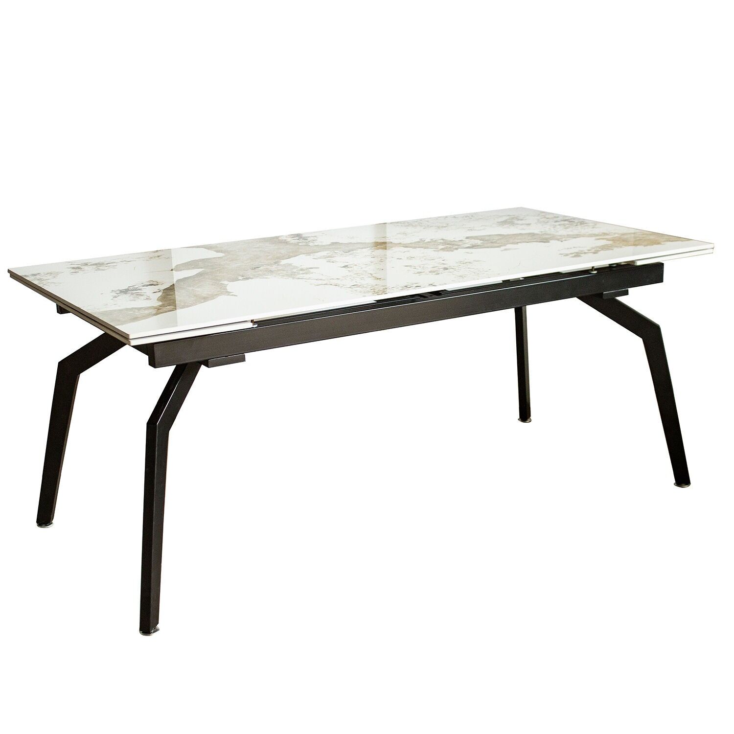 Extendable ceramic table with marble effect and black metal legs (180-240)x90x76cm ST85758