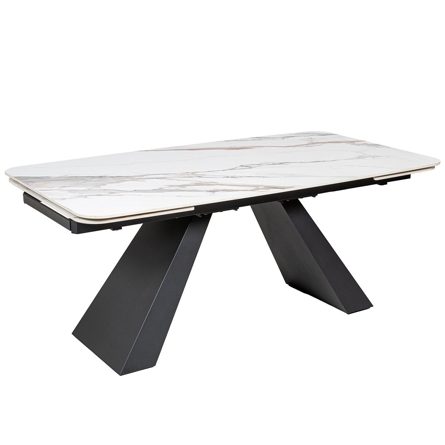 Extendable dining table, stone-effect finish, with metal legs, 180-260x100x75cm ST85693