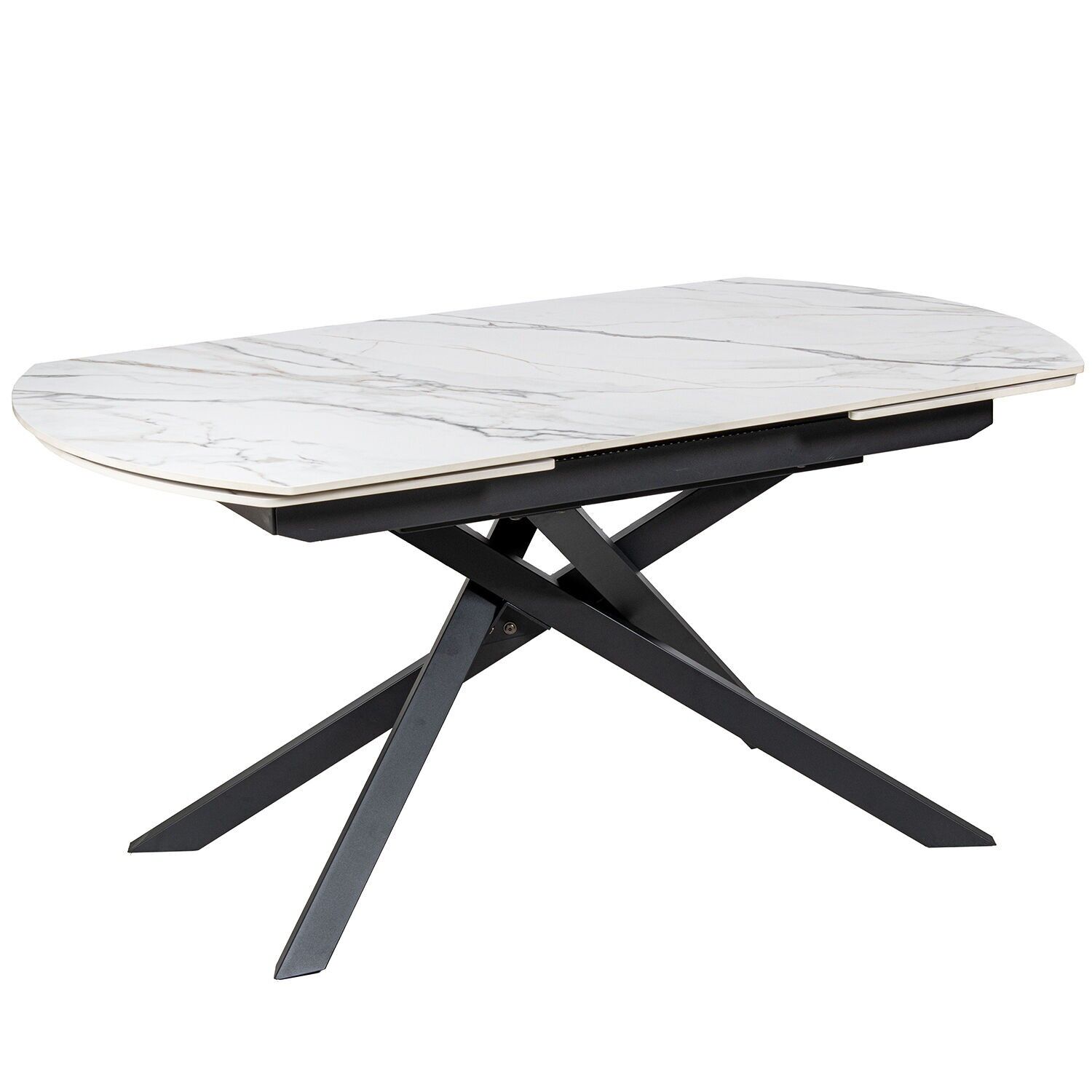 Extendable dining table, stone-effect finish, with metal legs, 160-240x90x75cm ST85683