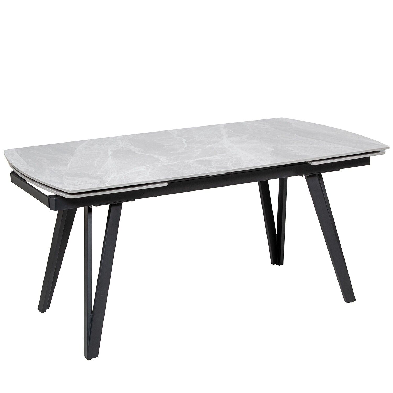 Extendable dining table, stone-effect finish, with metal legs, 160-240x90x75cm ST85686