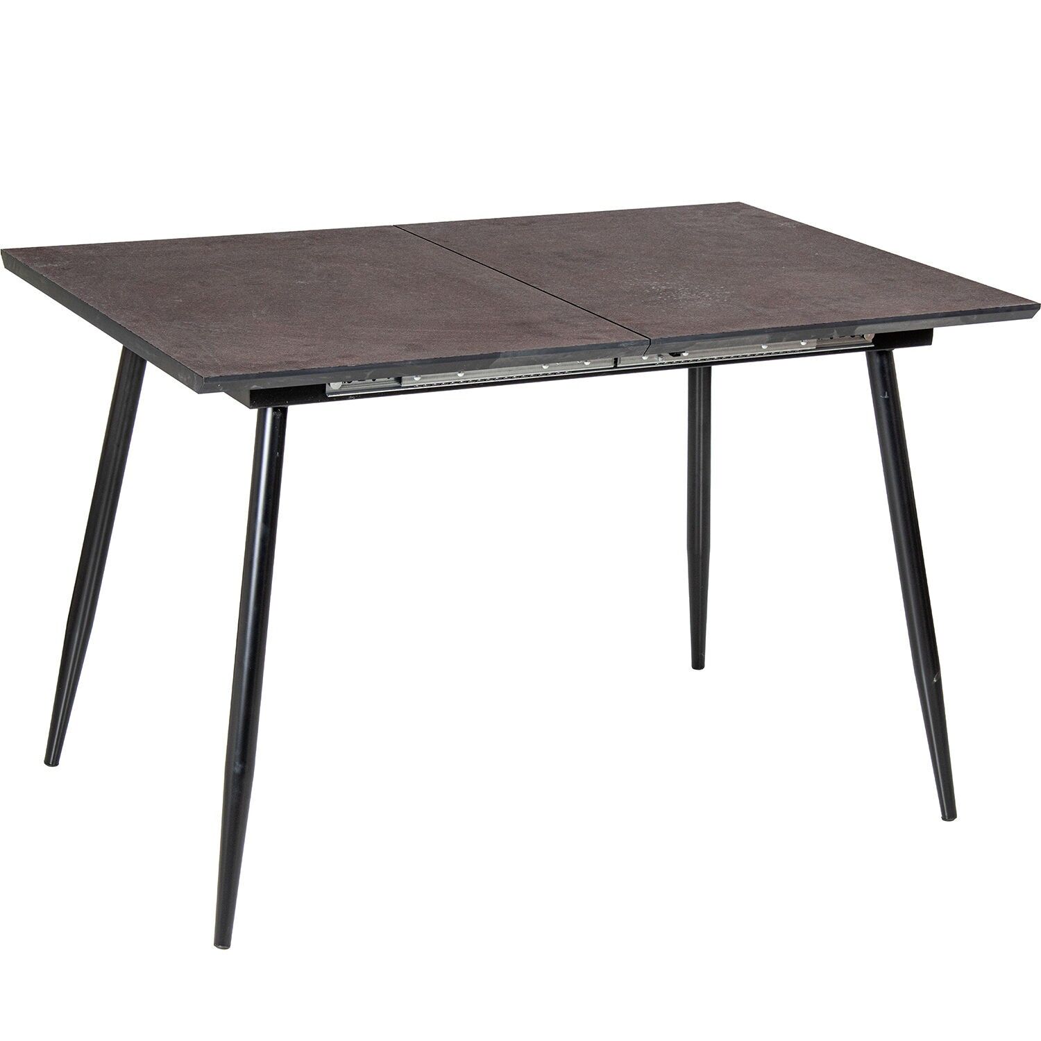 Extendable table, melamine ceramic effect, black metal legs (120-160)x80x76 cm ST85755