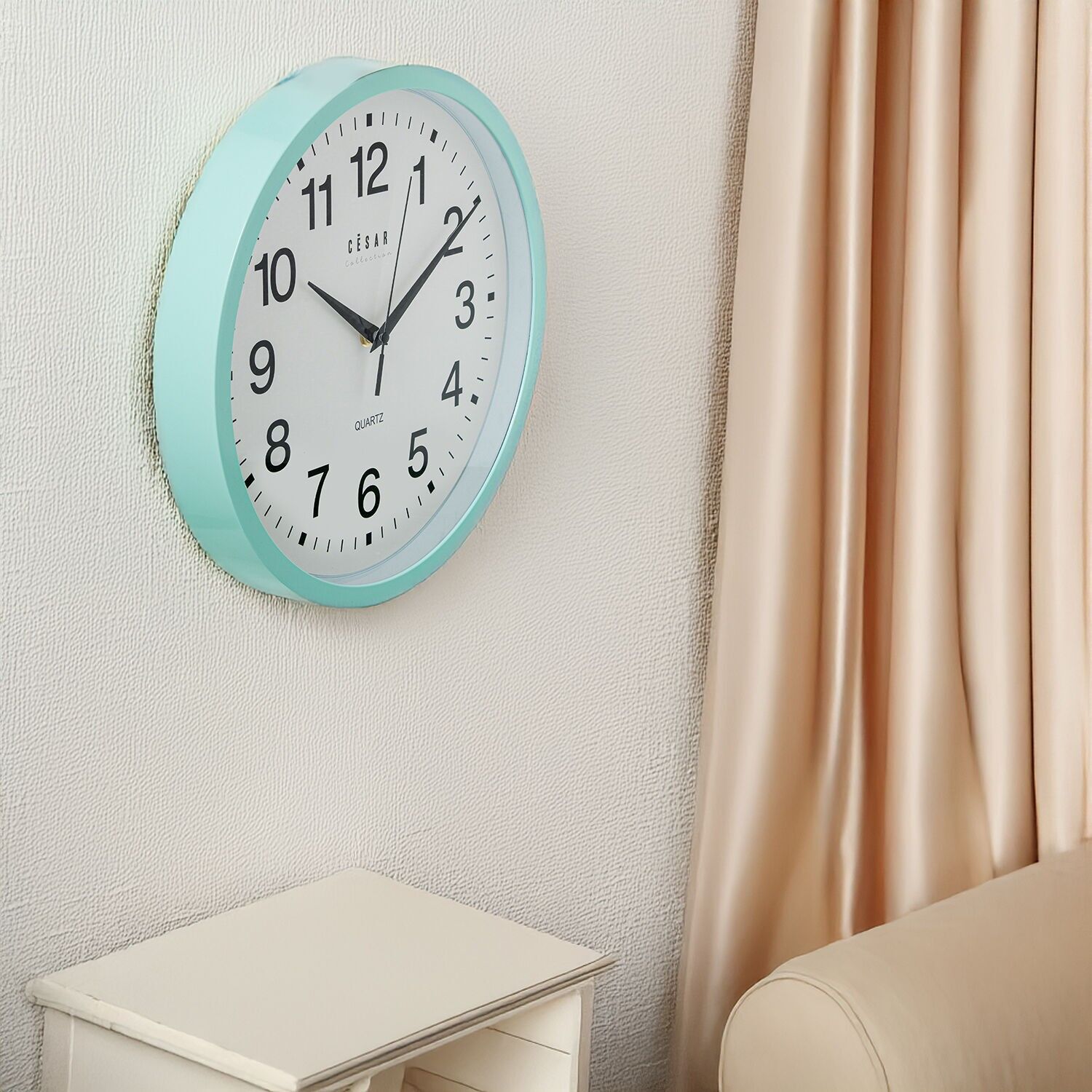 Reloj pared acrilico 30cm marco verde menta 30x4cm pila:1xaa no incluida ST86356