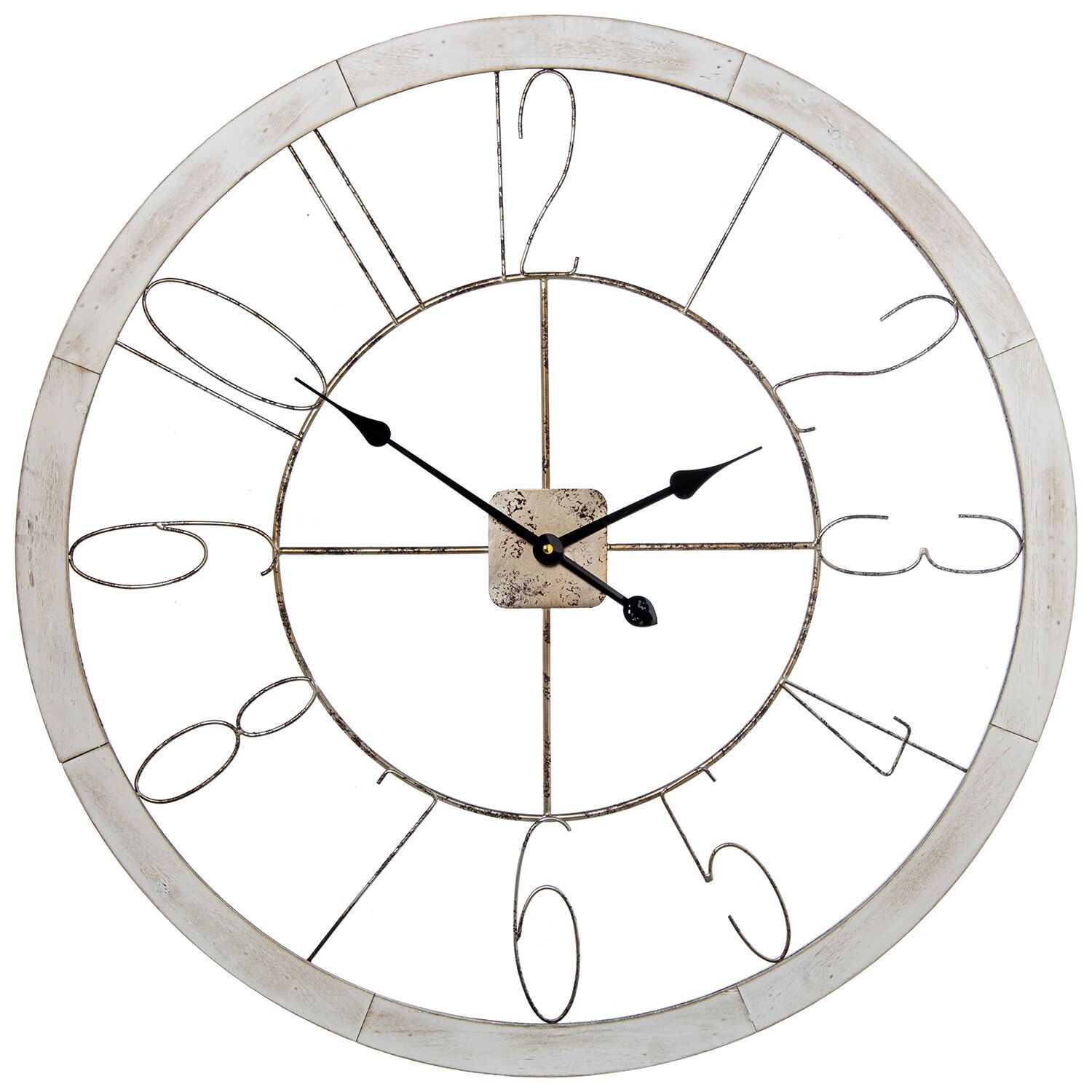 Wooden wall clock 80cm with aluminum hands 80x4.5cm, battery: 1 x AA (not included) ST86396