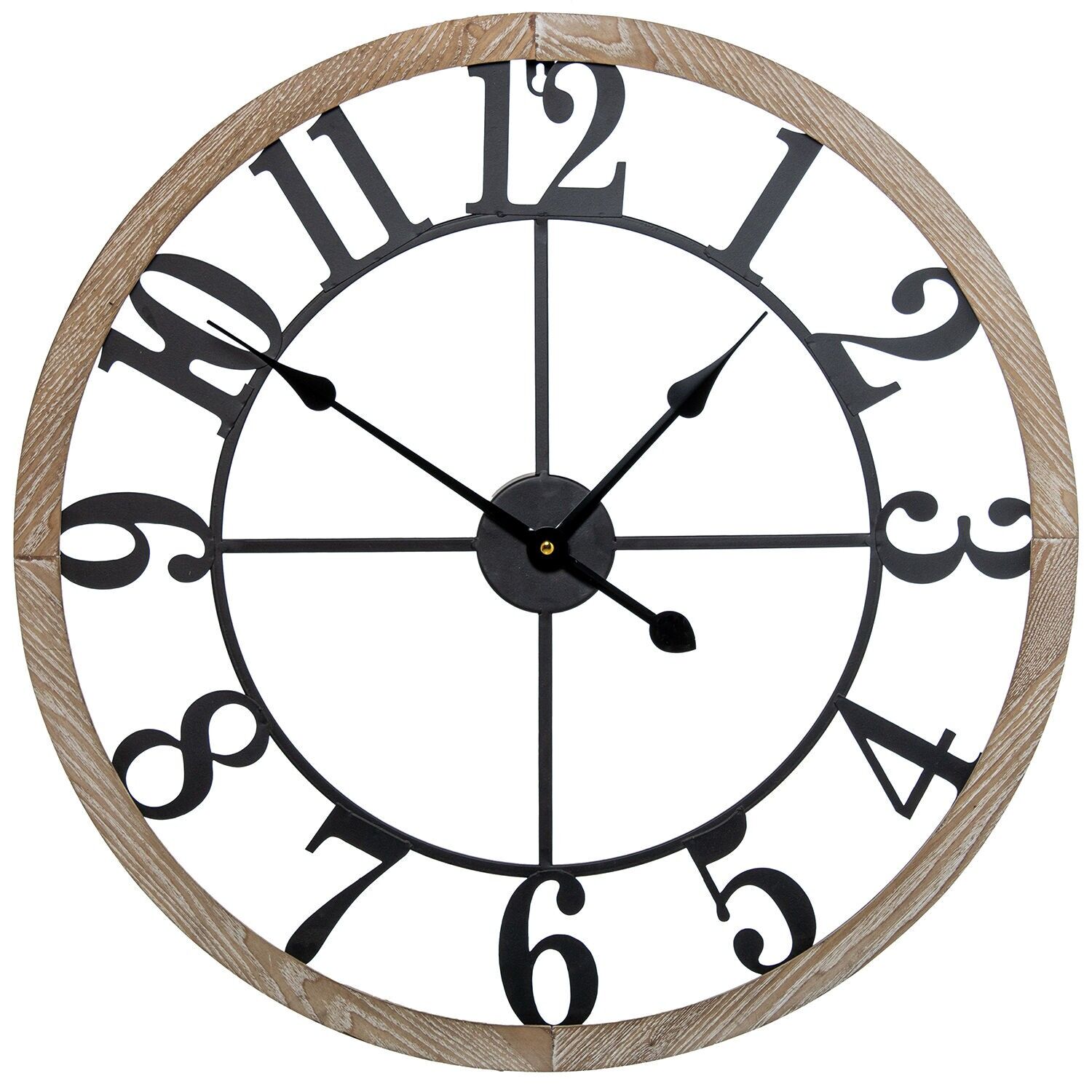 Orologio da parete in legno 60 cm con lancette in alluminio 60x4,5 cm, batteria: 1 x AA (non inclusa) ST86436
