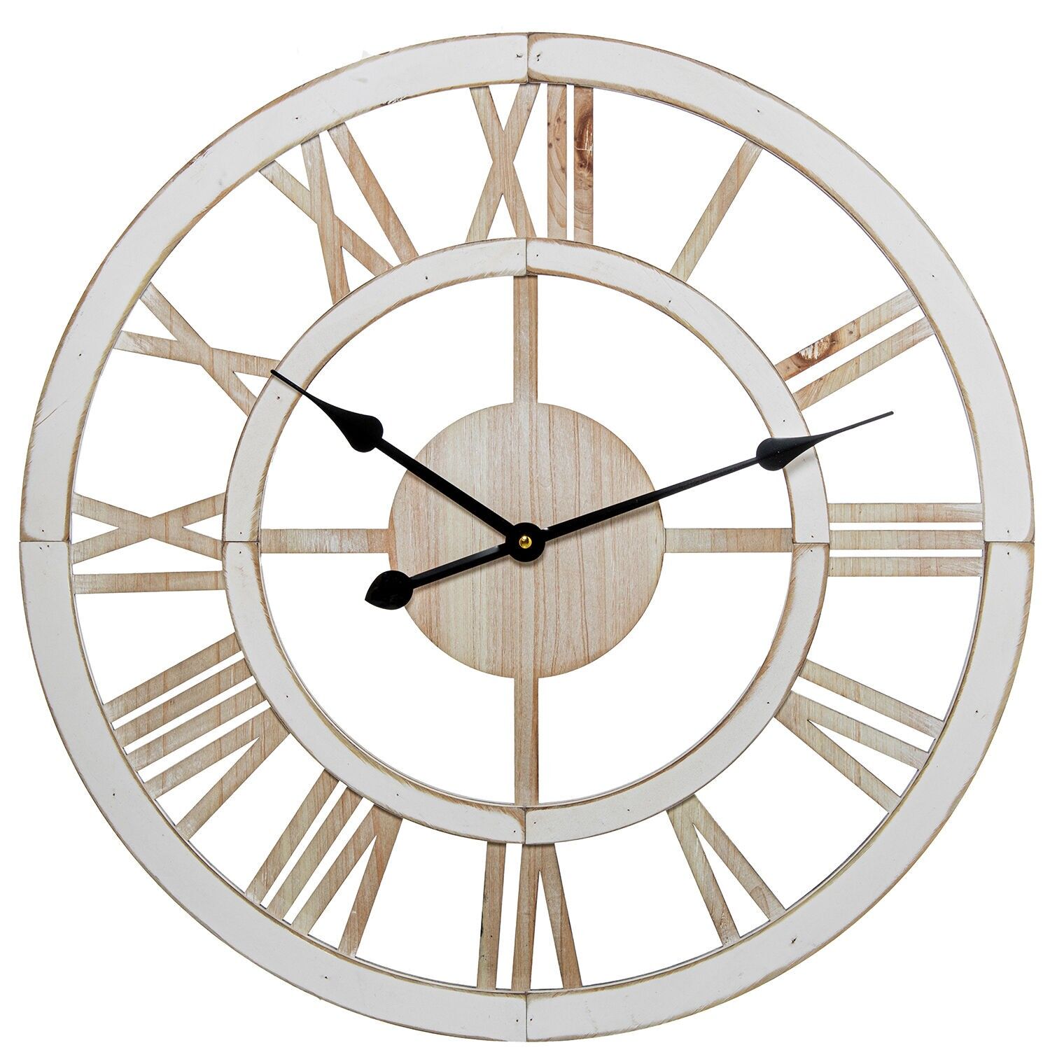 Orologio da parete in legno 60 cm con lancette in alluminio 60x4,5 cm, batteria: 1 x AA (non inclusa) ST86434