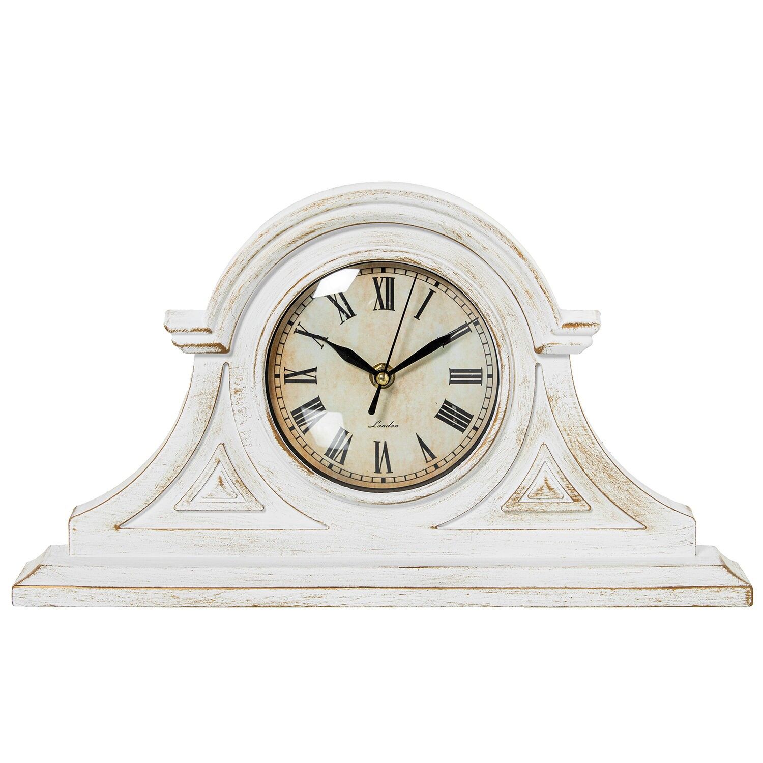 Orologio da tavolo in acrilico bianco invecchiato 38x21,5x6cm ST86411