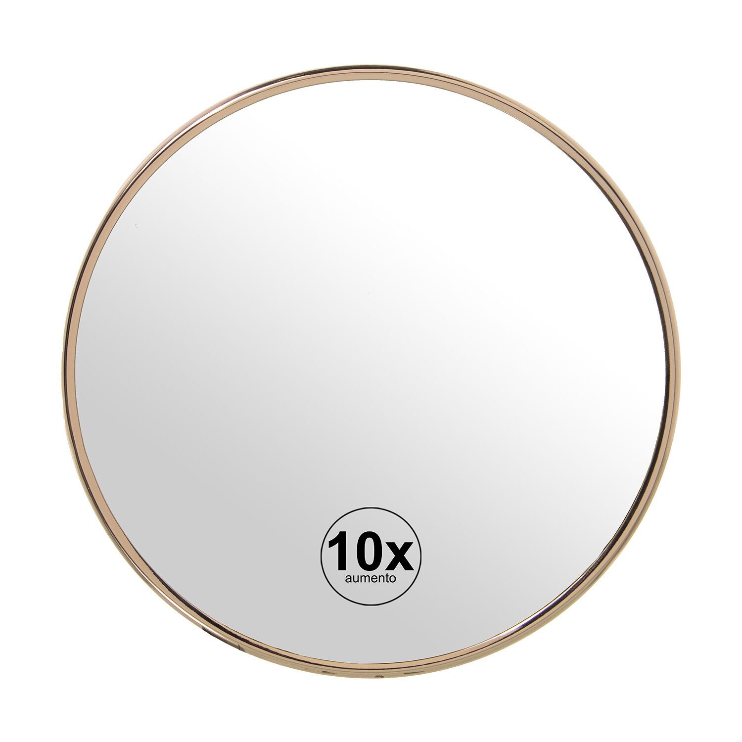 Specchio da bagno con ventose, ingrandimento 10x, metallo placcato oro, 15x1,5cm ST87017