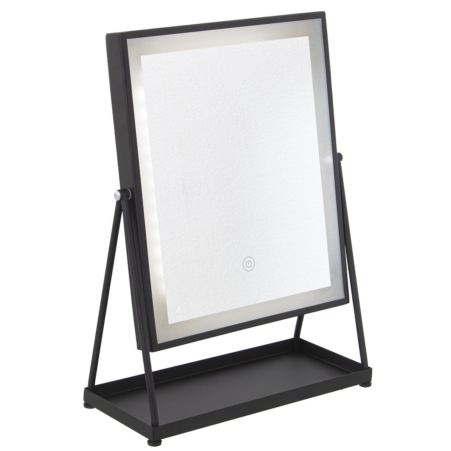 Espejo baño metal sobremesa con luces led variable-metal negro 29x38cm espejo:25x29 ST86996