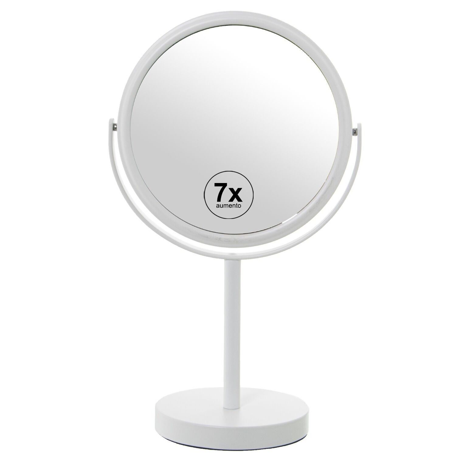 Specchio ingranditore, 2 lati, x1, x7, metallo bianco, 18x12x33cm ST87021