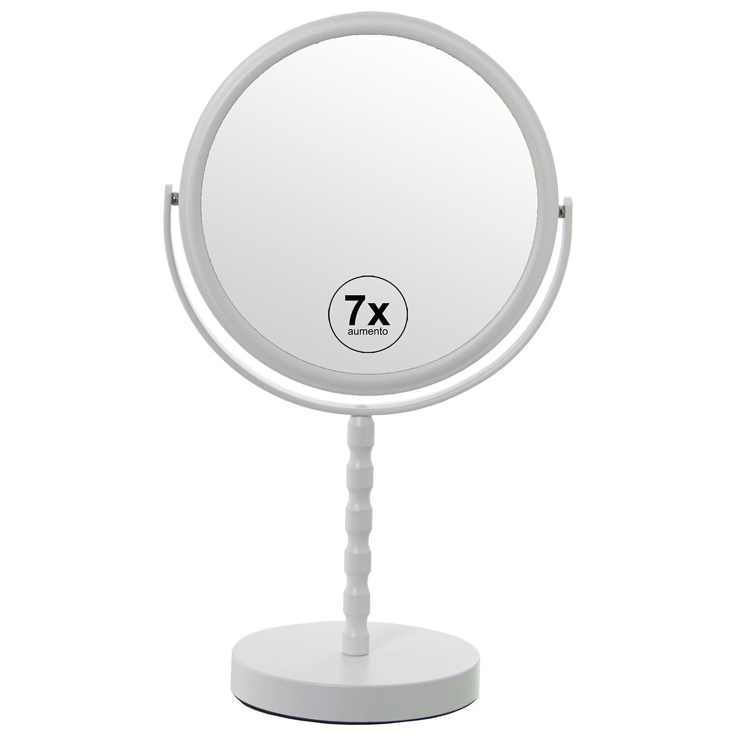 Specchio ingranditore, 2 lati, x1, x7, metallo bianco opaco, 18x12x32cm ST87024