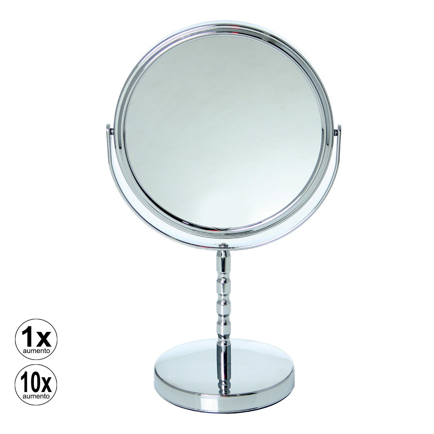 Specchio ingranditore, 2 lati, x1, x10, metallo cromato, 18x12x31cm ST88020