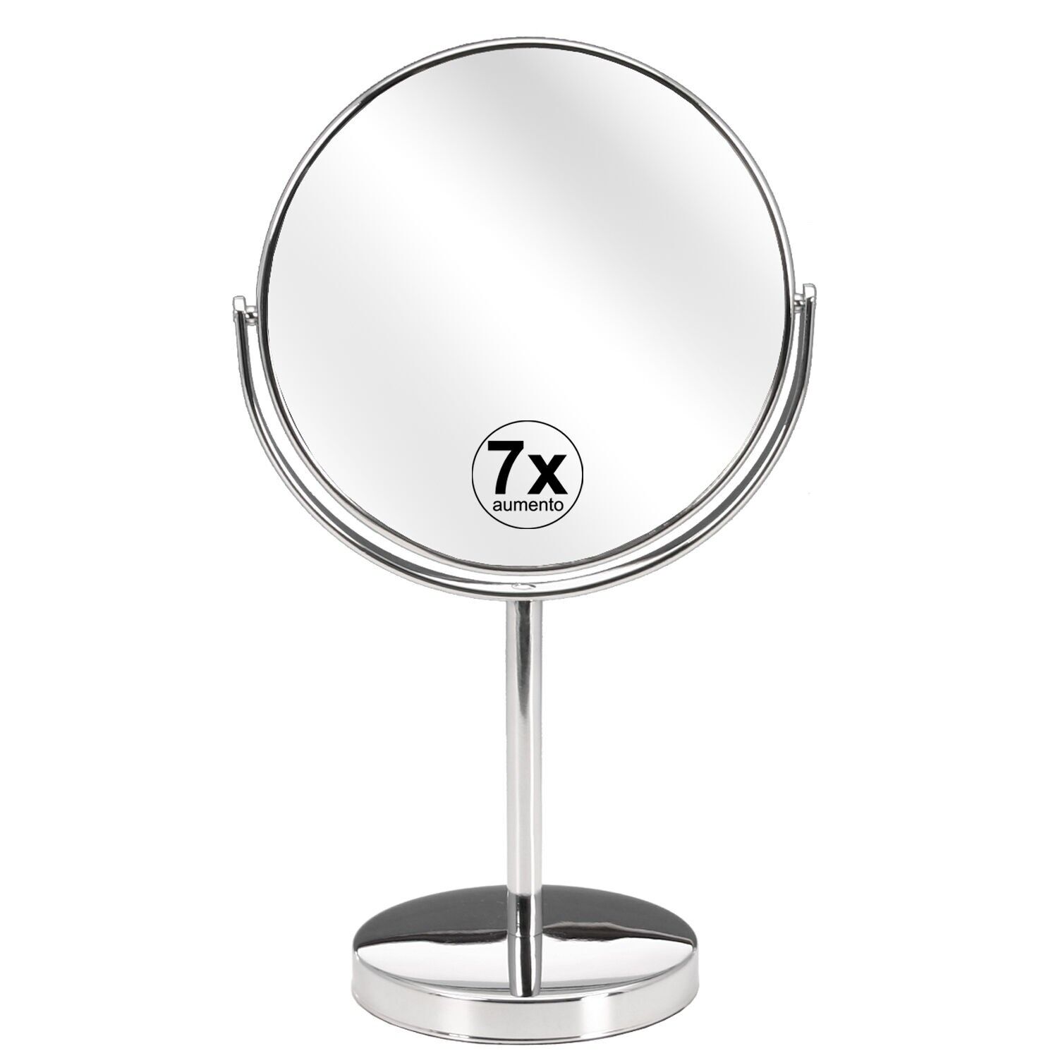 Specchio ingranditore, 2 lati, x1, x7, metallo cromato, 18x12x33cm ST89021