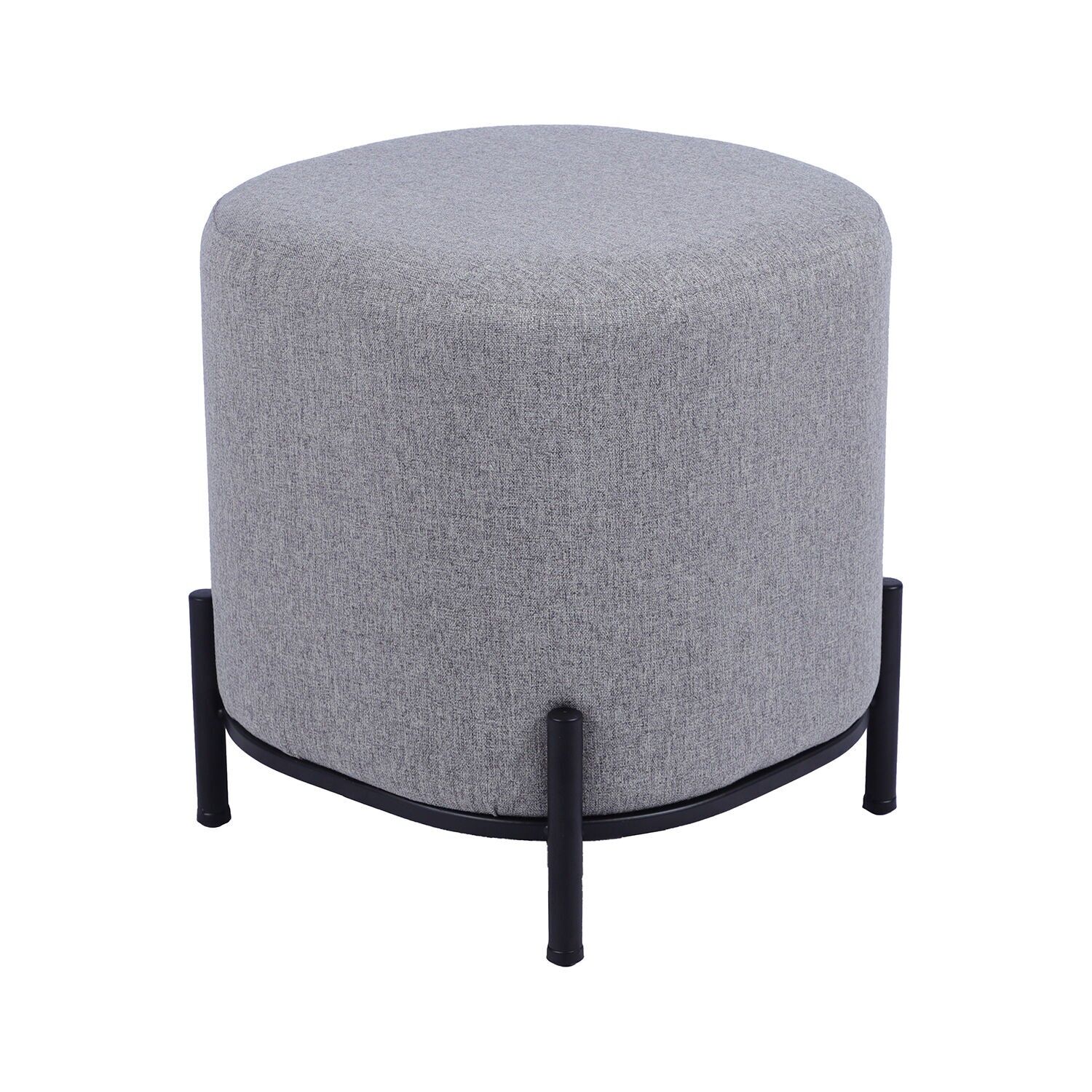 Pouf imbottito grigio scuro con gambe in metallo nero 38x41cm ST25063
