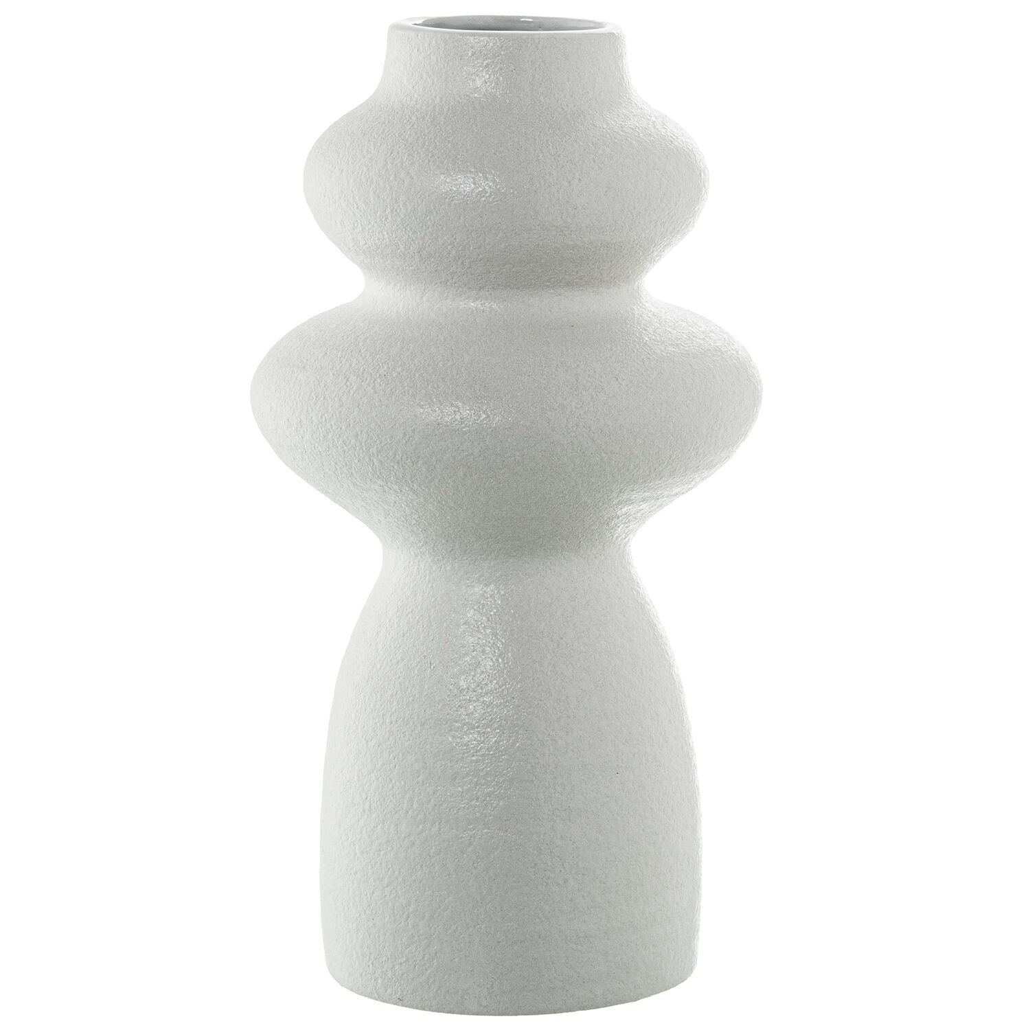 Vaso in ceramica 32cm bianco lucido finitura ruvida 17x32cm ST61570