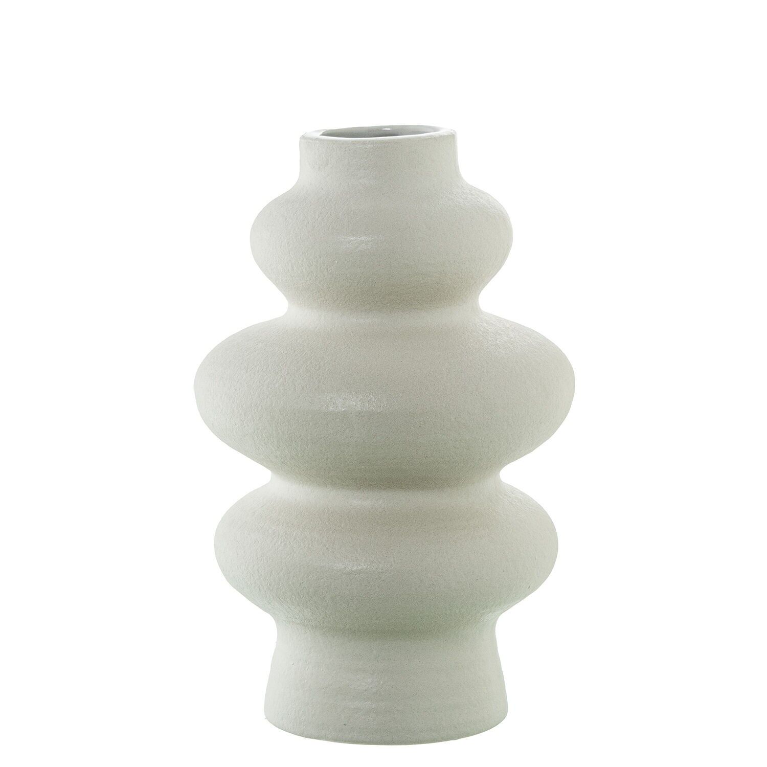 Vaso in ceramica 28cm bianco lucido finitura ruvida 18x28cm ST61571