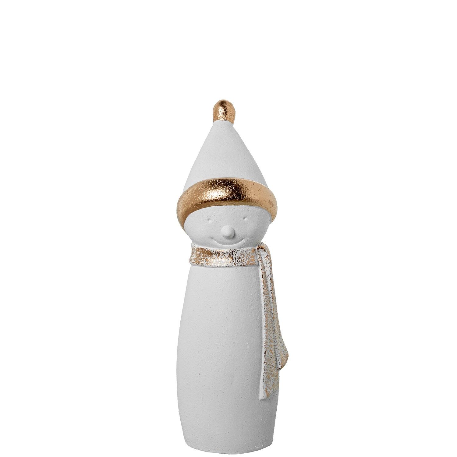 Ceramic snowman figurine, 42cm, white, gold, 14x42cm ST61582