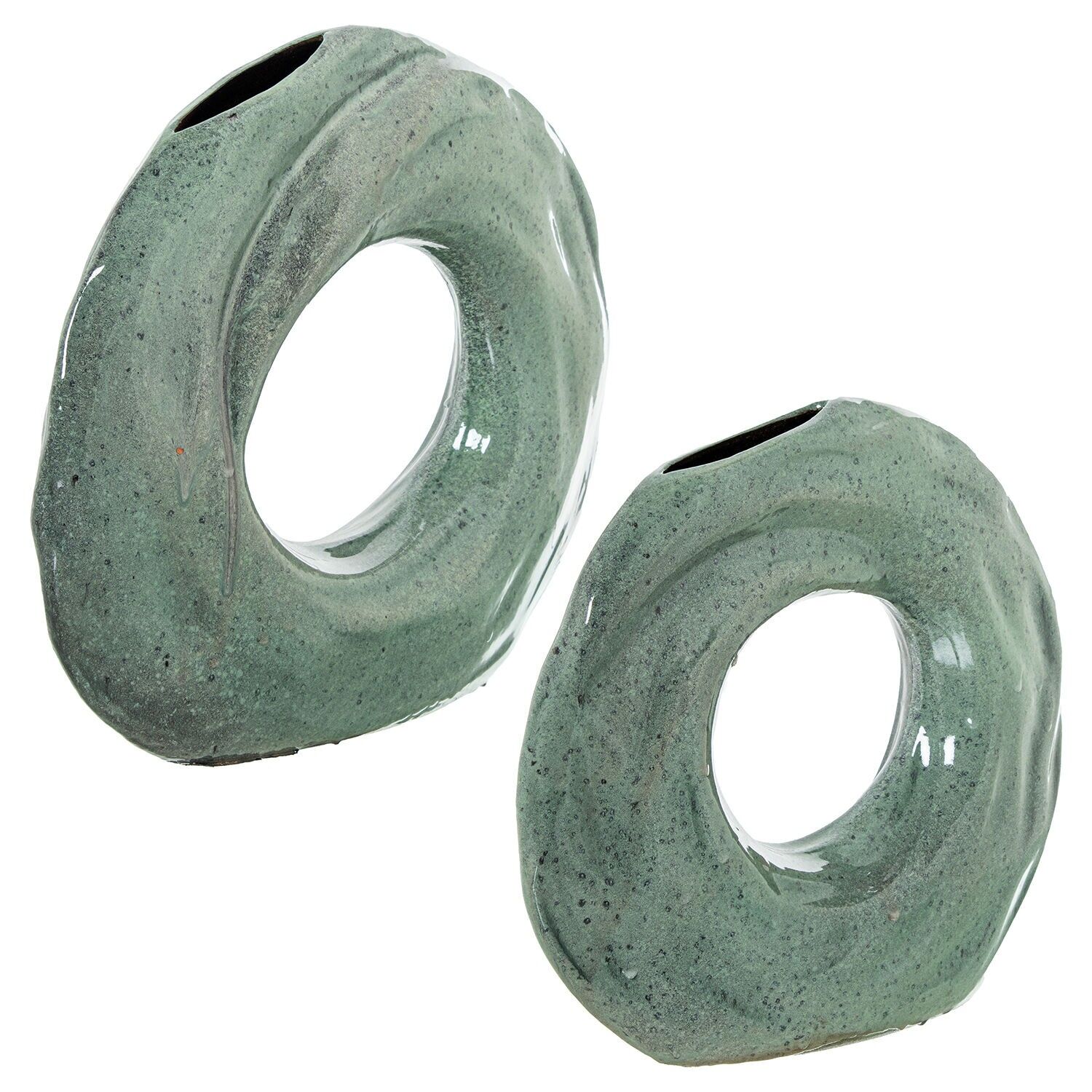 Set 2 jarrones aro azul clarobrillo 35x9x31 y 29x8x28cm ST61775