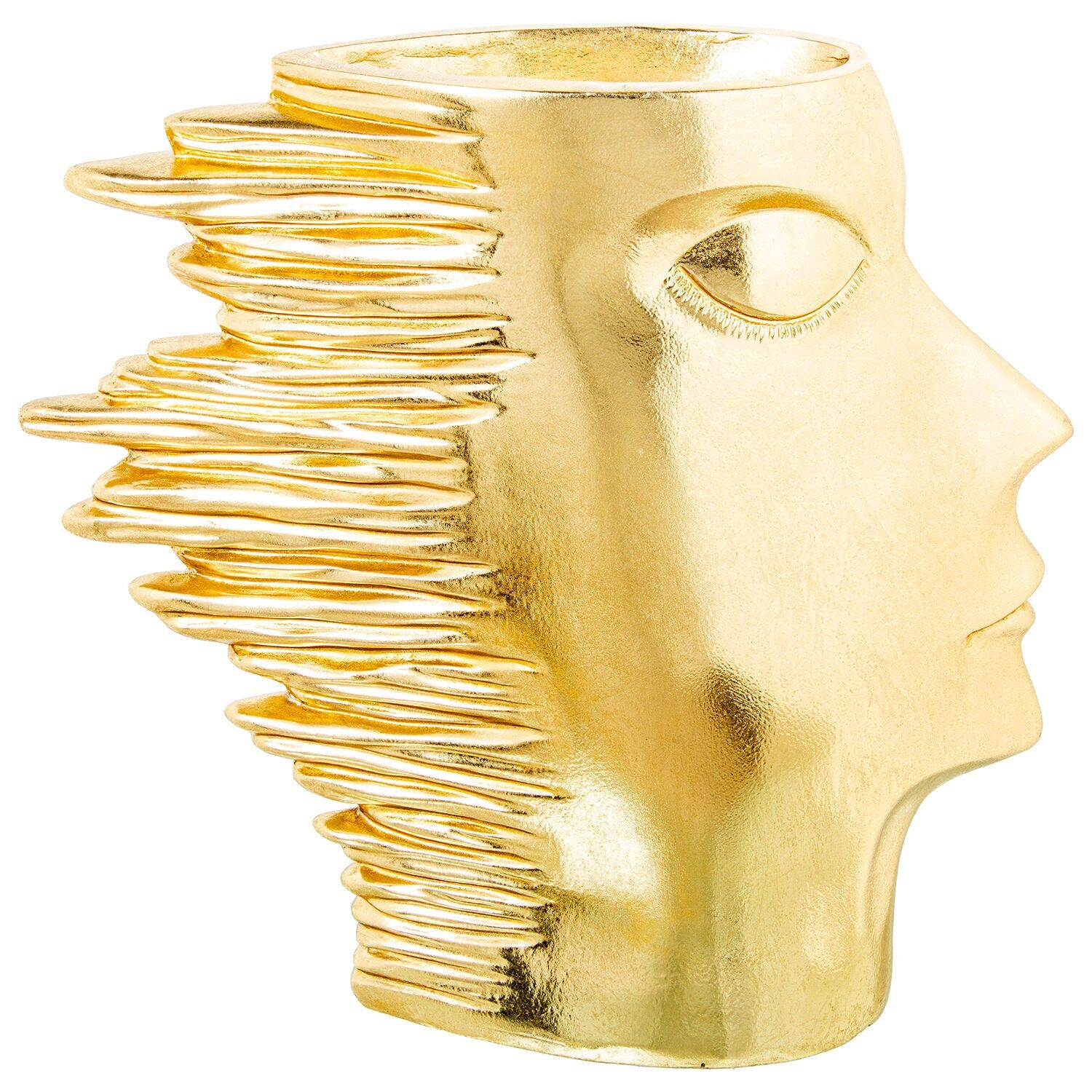 Statuina, vaso in resina con volto dorato, 52x14x50cm, vaso cavo: 15cm ST61940