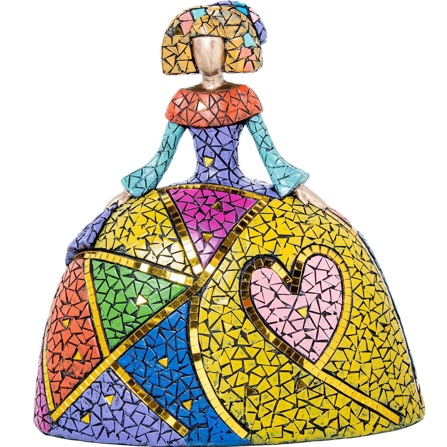 Figurina Menina 28cm resina mosaico colori 27x15x28cm ST61957