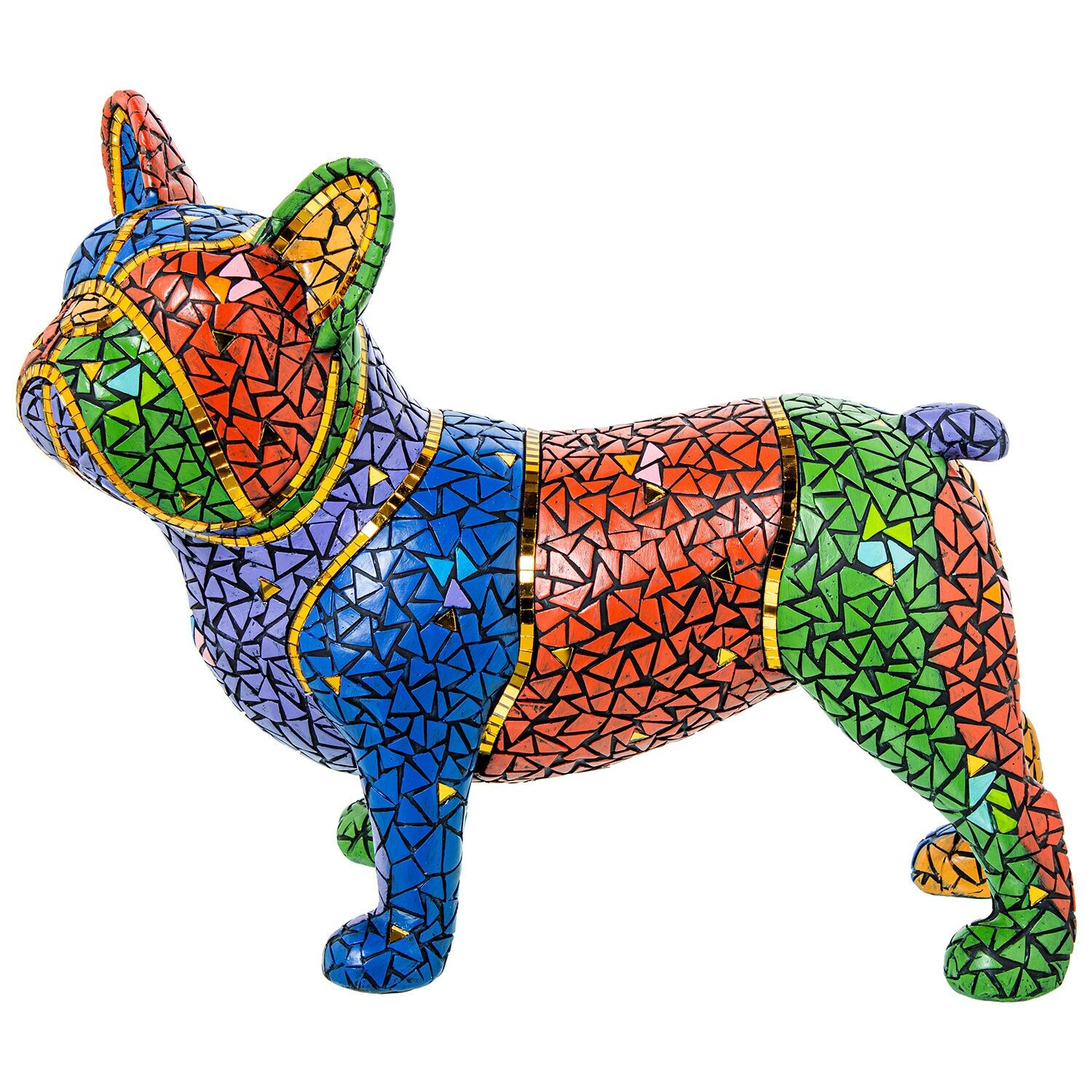 Statuetta in resina di cane mosaico colori 34x15x27cm ST61963