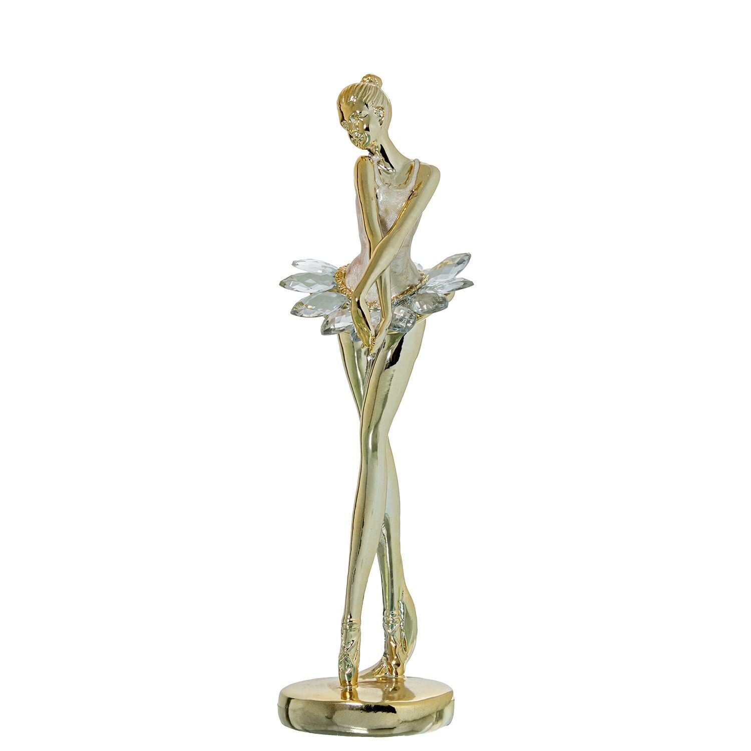 Goldene Ballerina-Figur aus Kunstharz, 8 x 7 x 26 cm, ST61982