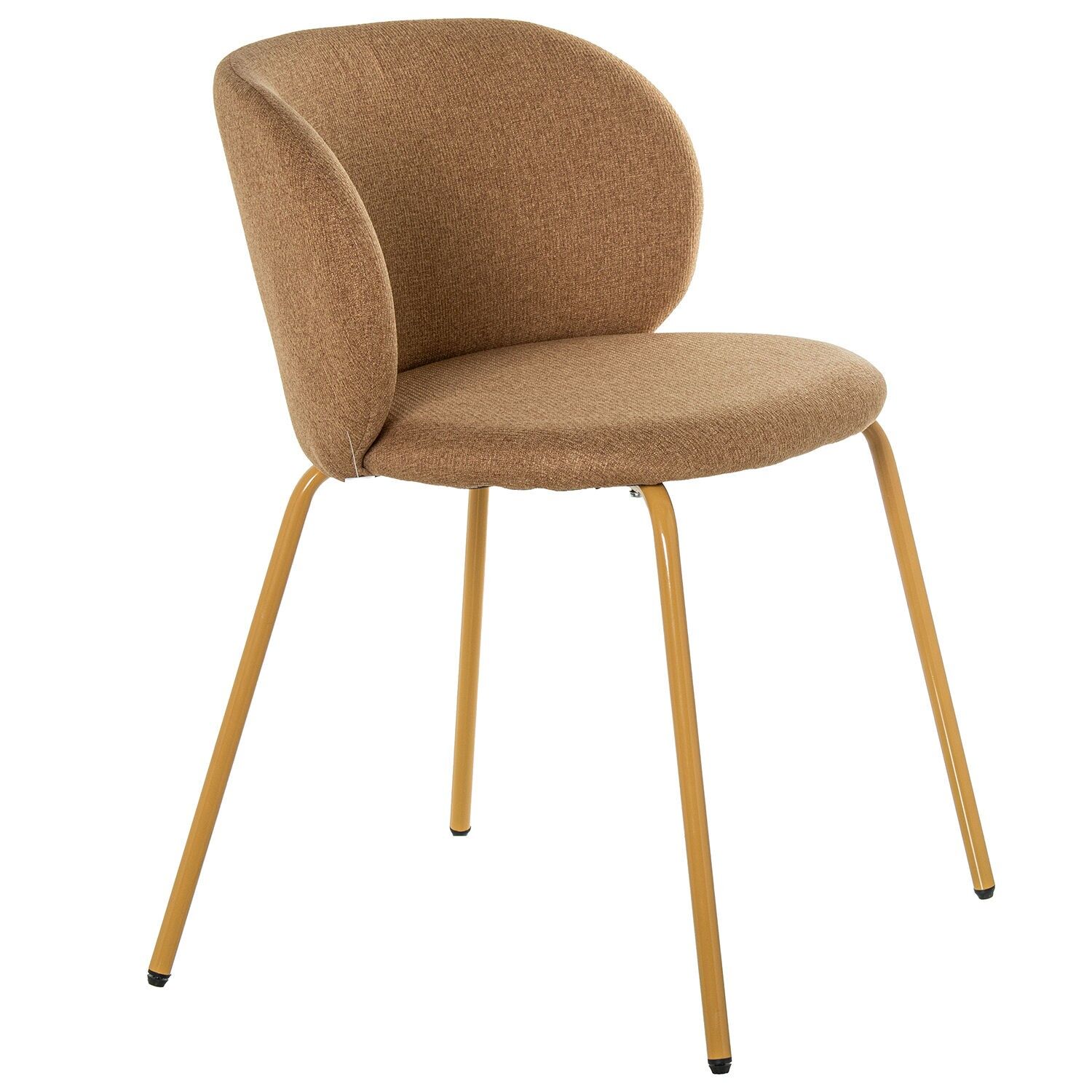 Sedia in metallo beige con rivestimento color senape, 56x52x78cm, altezza seduta: 48cm ST83126