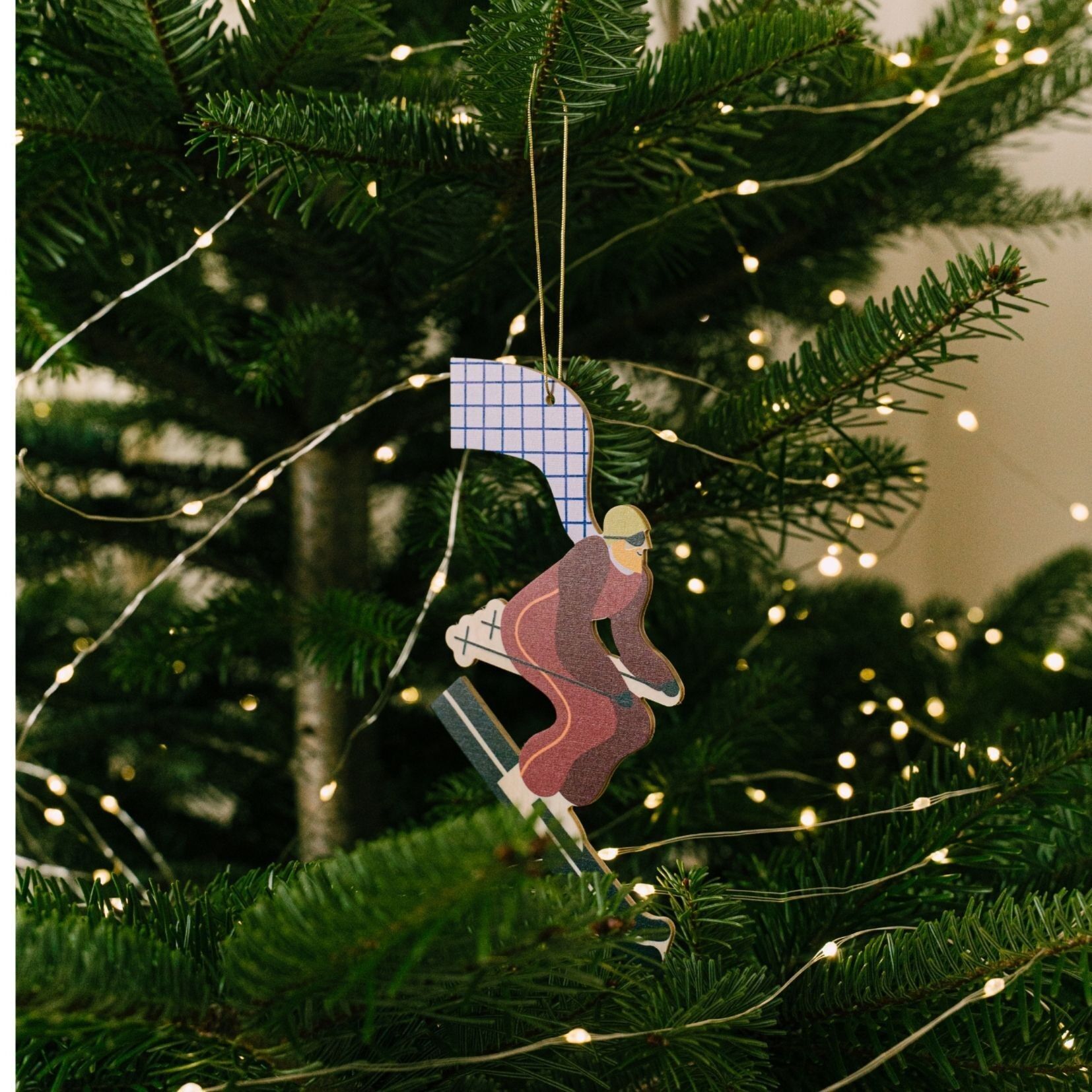 Skier Christmas ornament, Christmas tree hanging decor