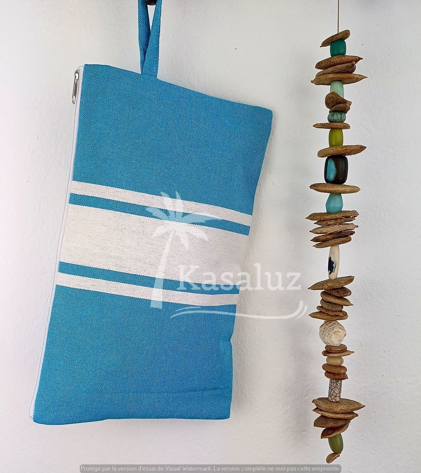 Borsa da spiaggia autentica in 100% cotone con fodera in plastica – Turchese