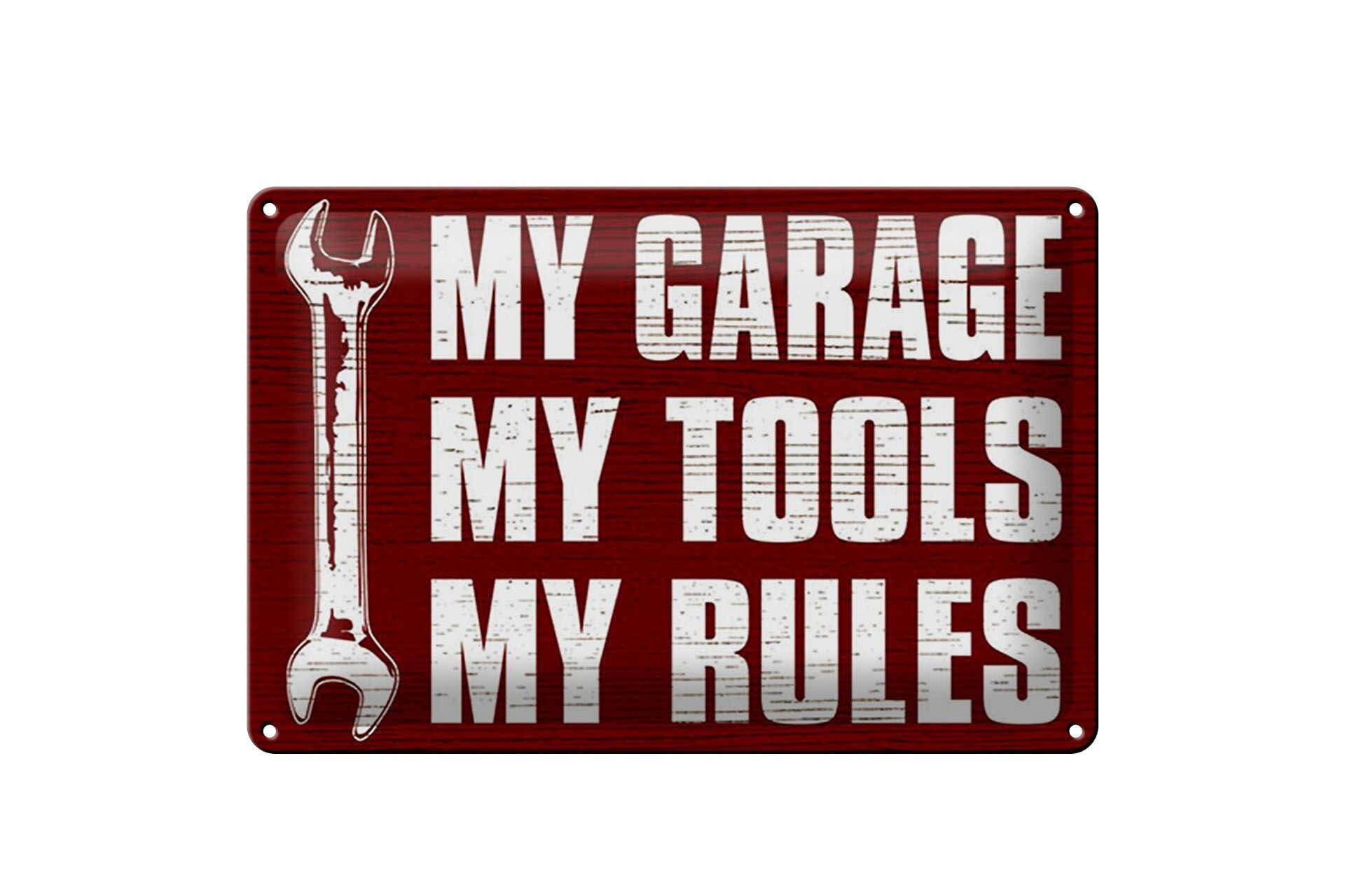 Blechschild Spruch 20x30 cm My garage my tools my rules Deko Schild