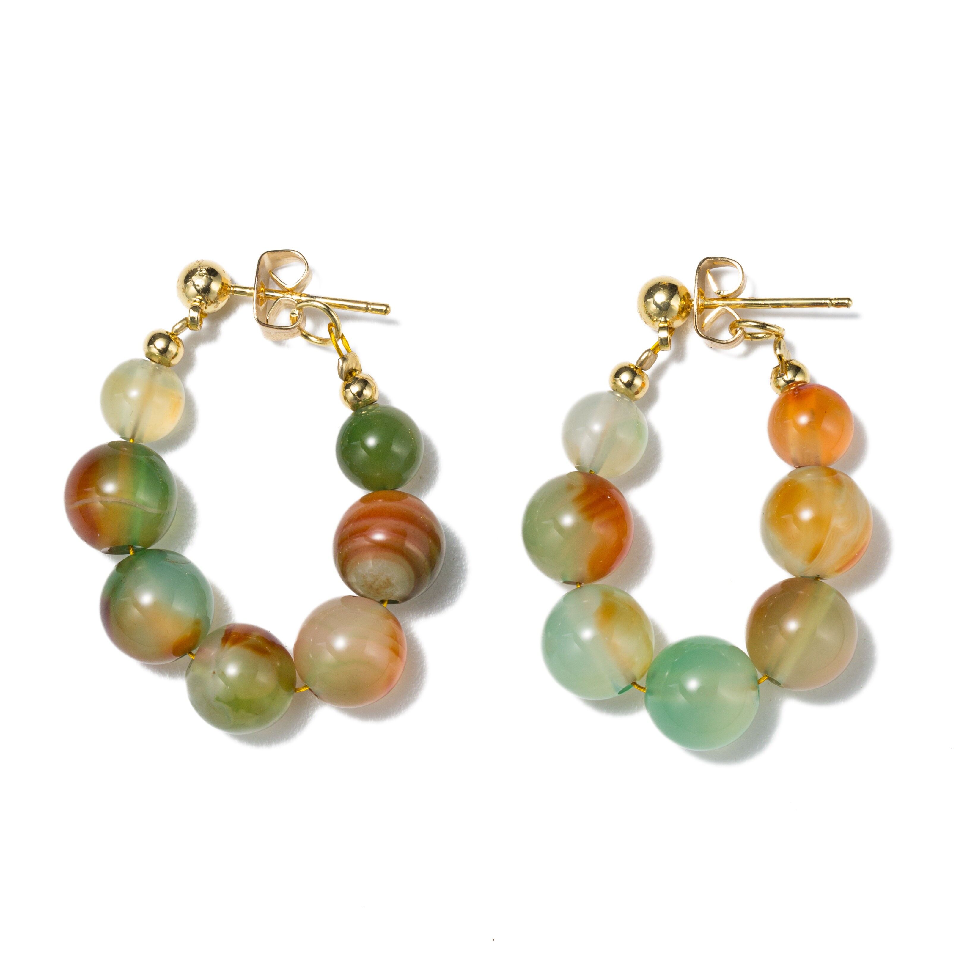 Orecchini realizzati con pietre preziose - agata - acciaio inossidabile placcato oro