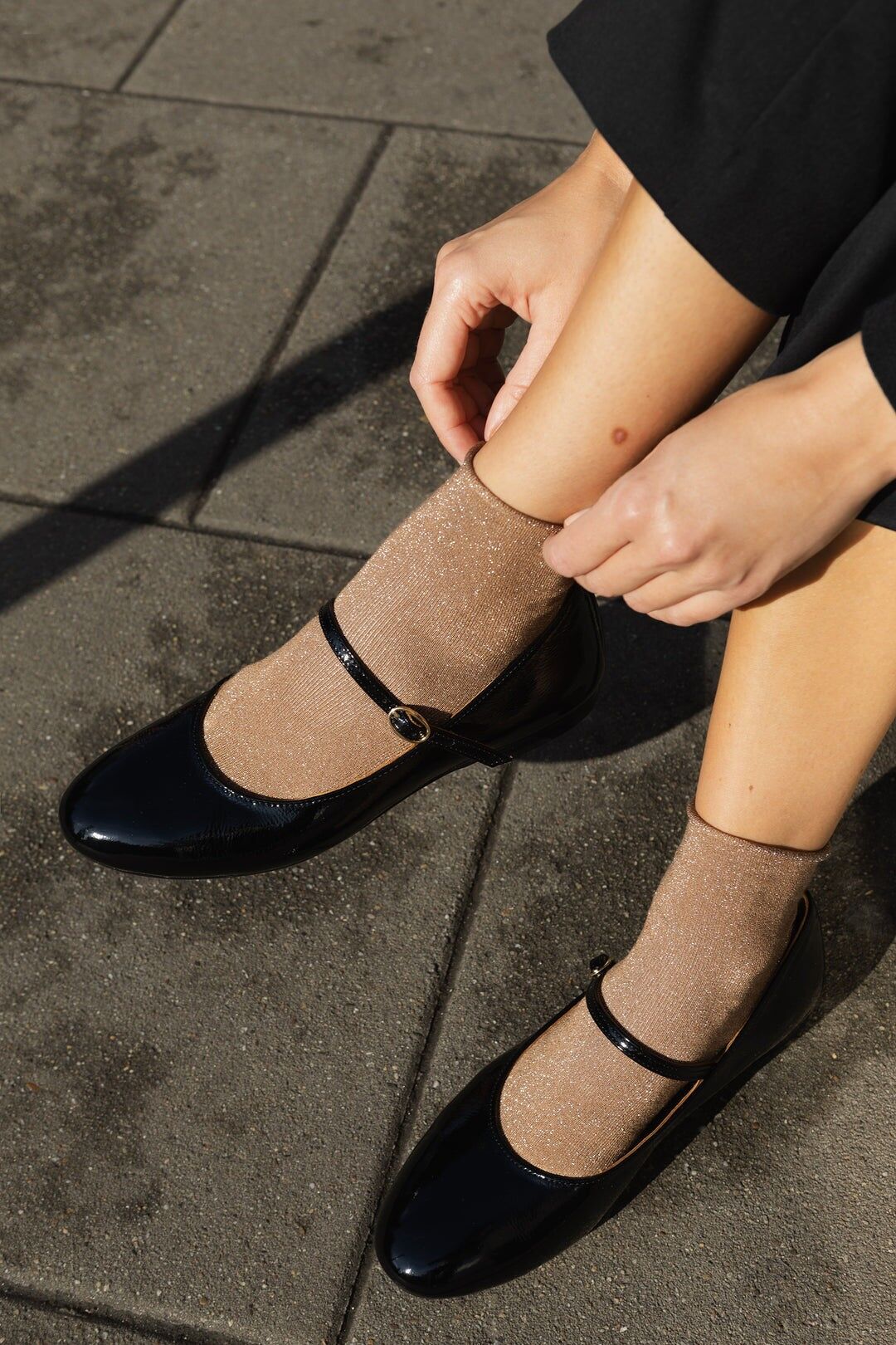 Bailarinas de piel para mujer - Mary Jane - Charol negro 34-42