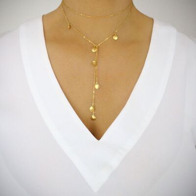 Gold seashell wrap necklace