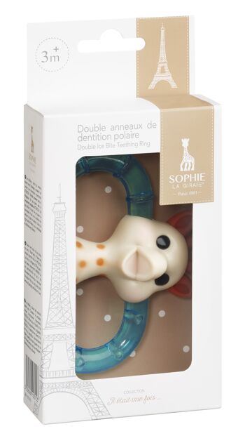 Anneau de dentition double cool Sophie la girafe dans une boîte cadeau blanche 2