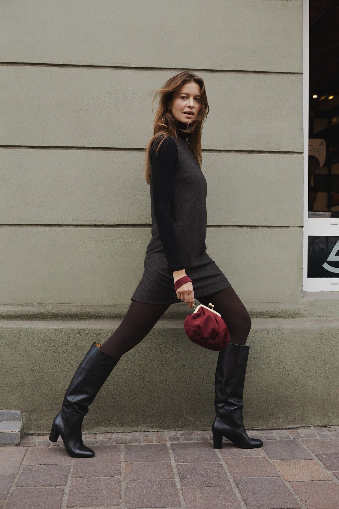 Stivali con tacco in pelle - Florence - nero (7 cm) 35-42