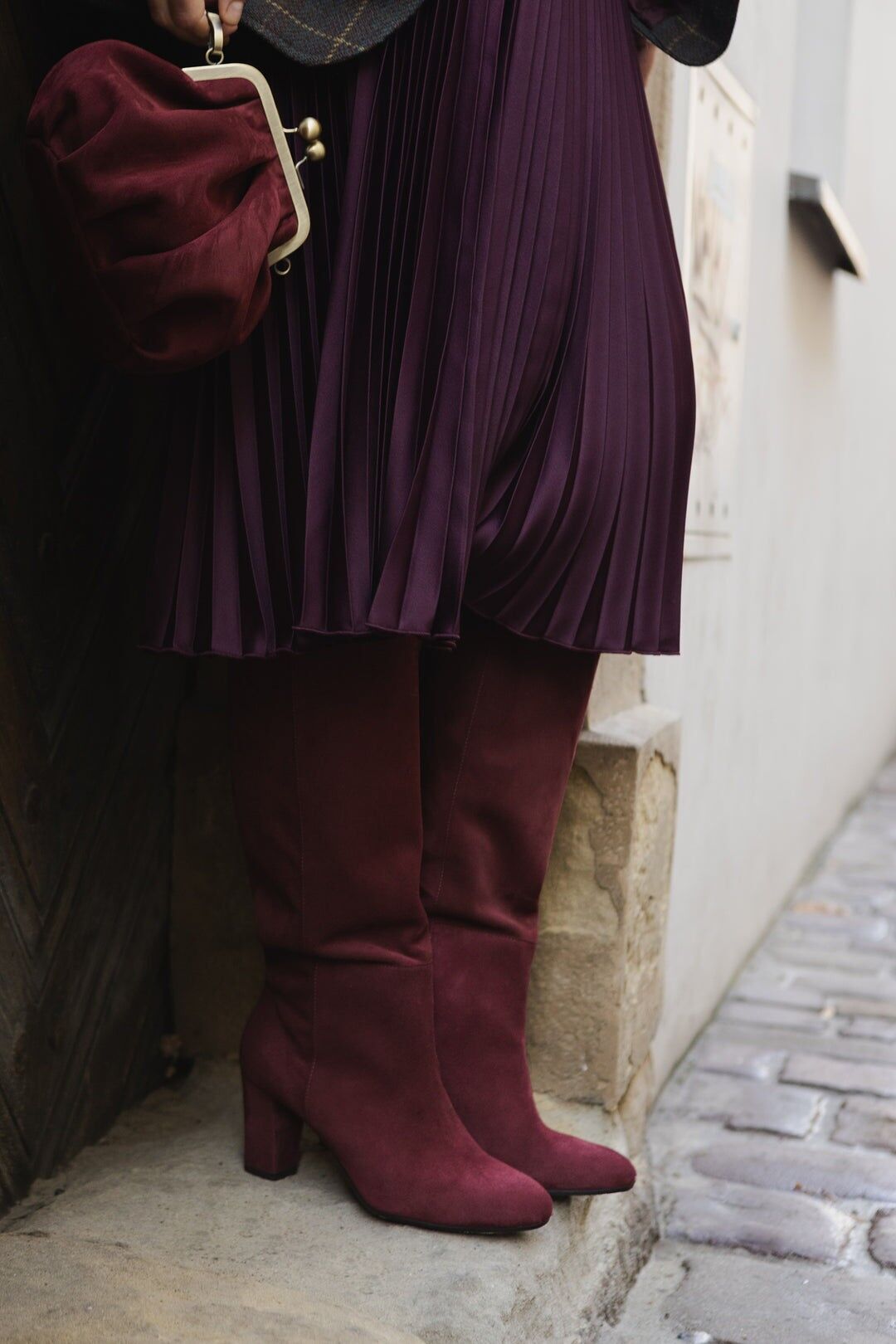 Stivali con tacco in camoscio - Florence - bordeaux (7 cm) 35-42