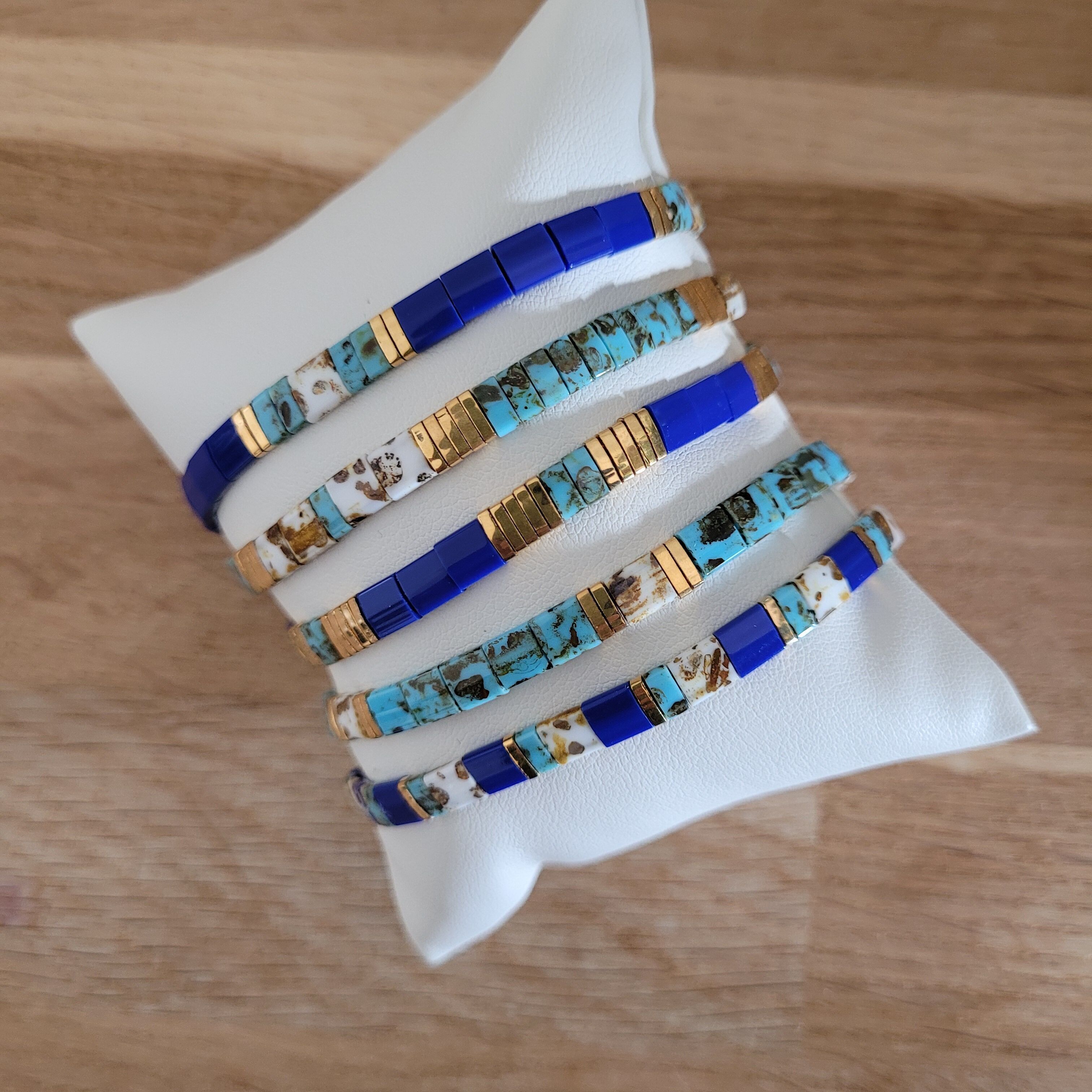 TILA - Cobalto - Turquesa - Oro - 5 pulseras - Navidad