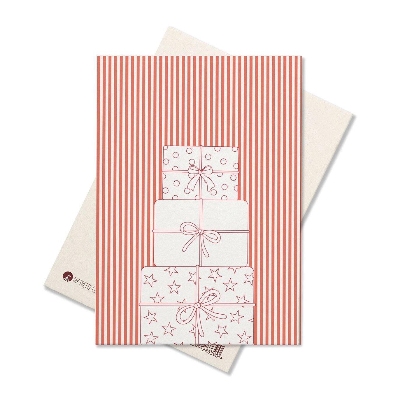 Christmas card gifts - red with stripes