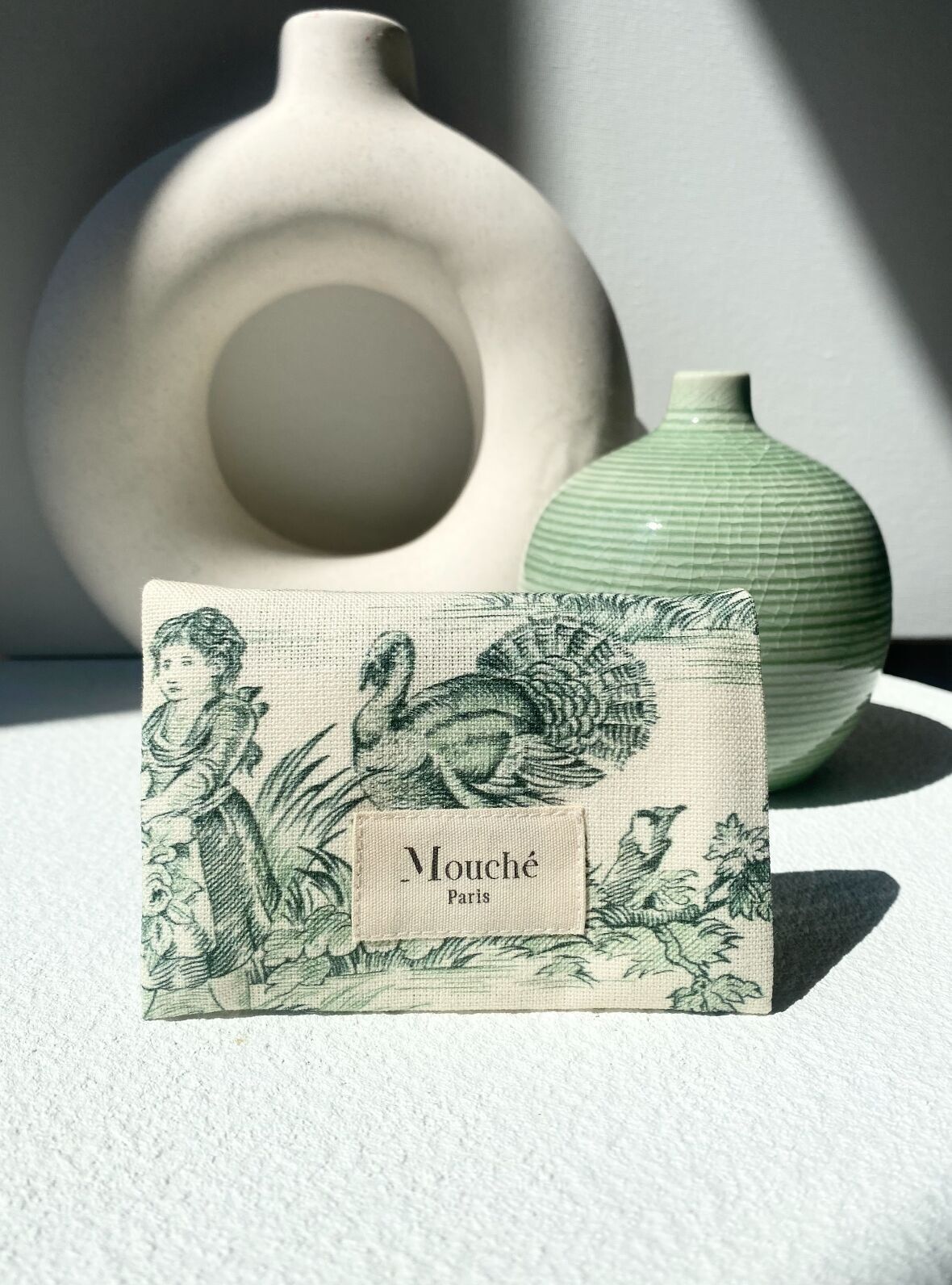 Neceser Essential Green Toile de Jouy - neceser con 2 pañuelos 100% algodón GOTS