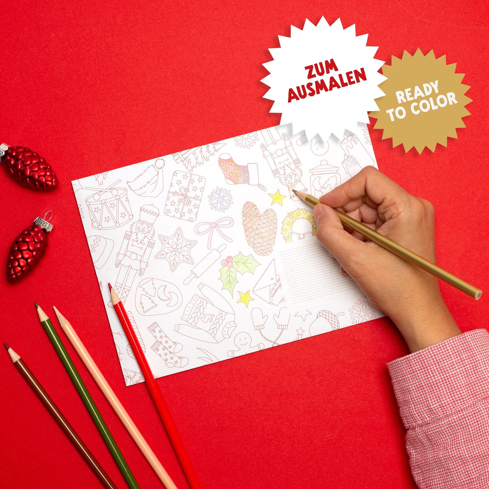 Briefumschläge "Weihnachtsdoodles" - 8er Set in DIN C5