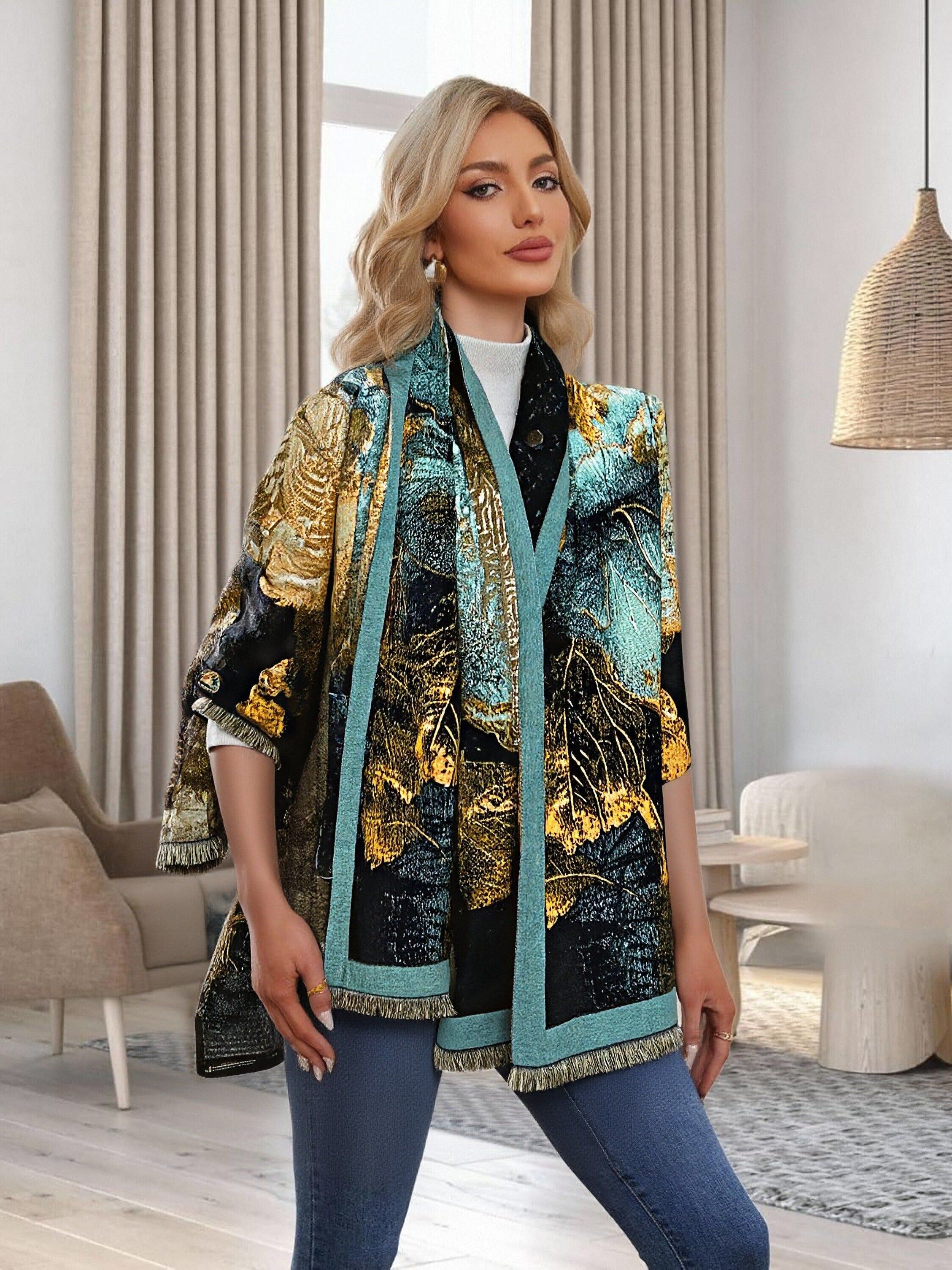 Bufanda de doble faz con tacto de cachemir y bolsa de regalo – Accesorio de moda de invierno de la colección Coveri, 253116