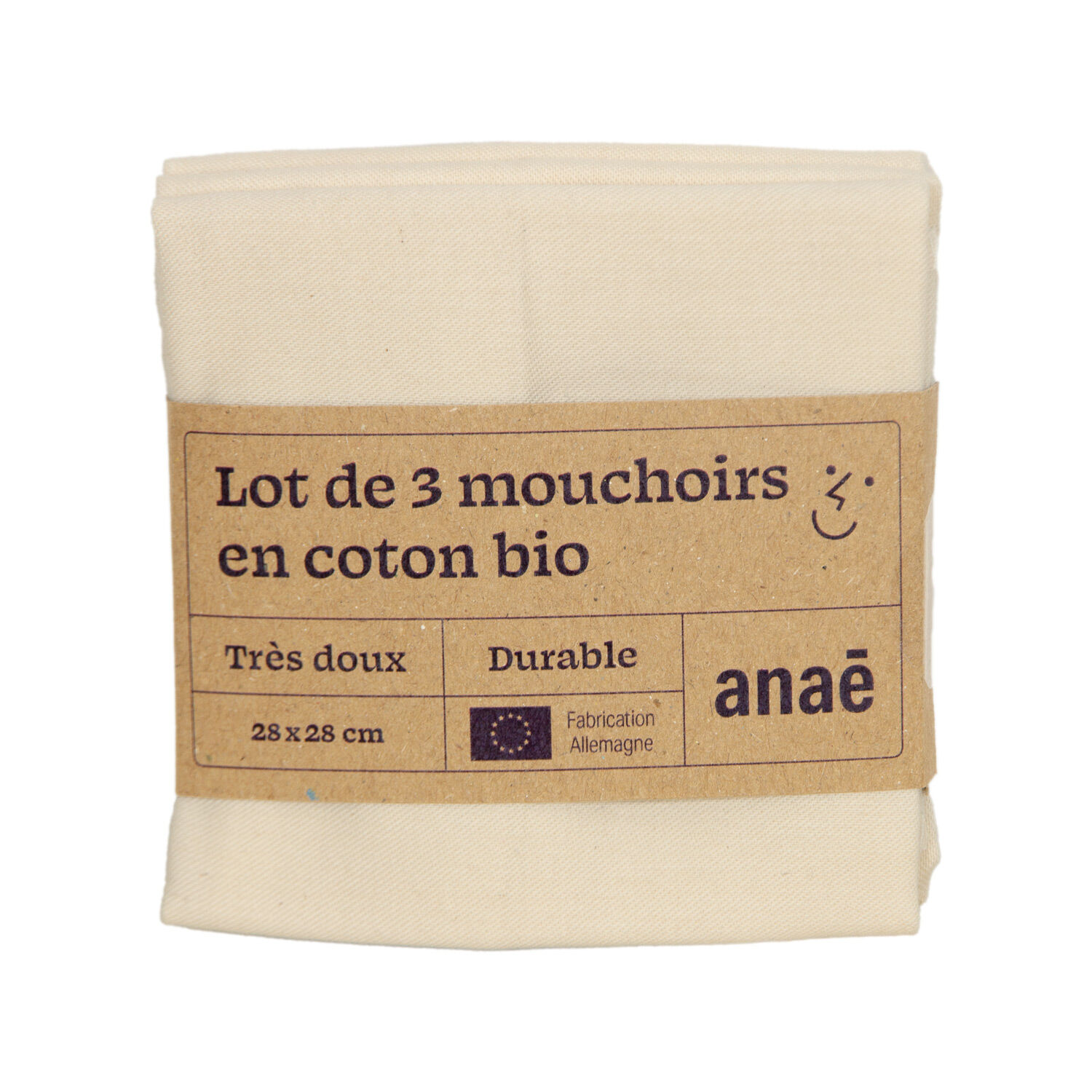 Set of 3 white organic cotton handkerchiefs