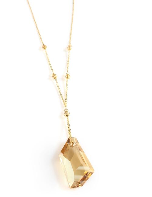 Long gold necklace with Golden Shadow crystals