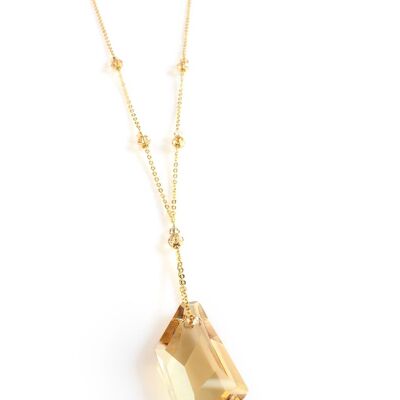 Long gold necklace with Golden Shadow crystals