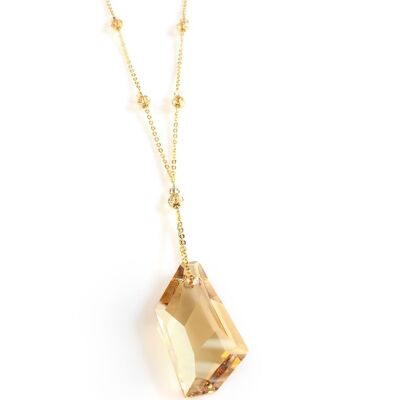 Long gold necklace with Golden Shadow crystals