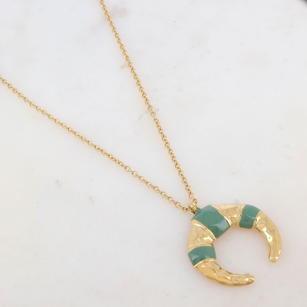 Necklace with geometric enamel pendant