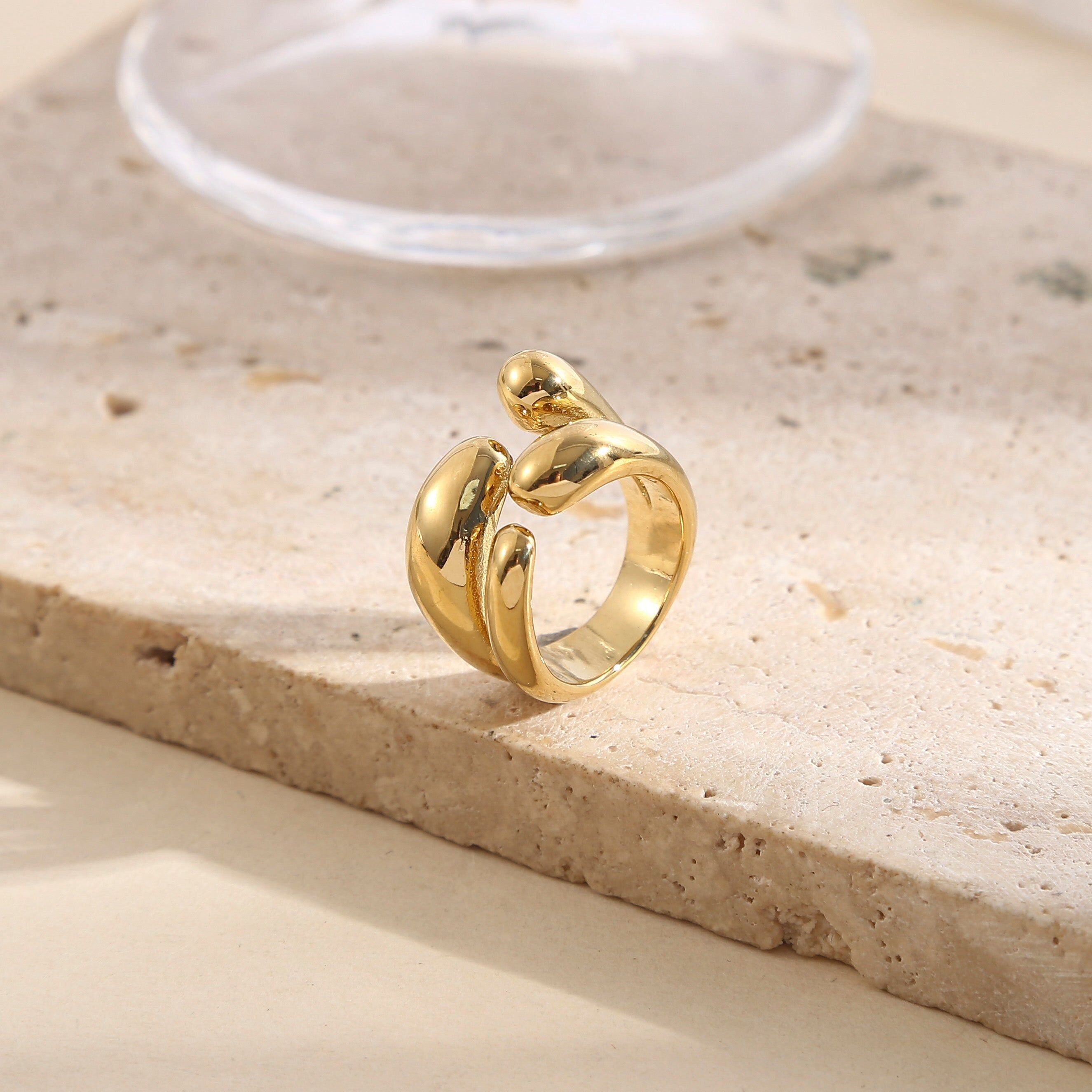 Anello midi a doppio ramo in oro con apertura frontale